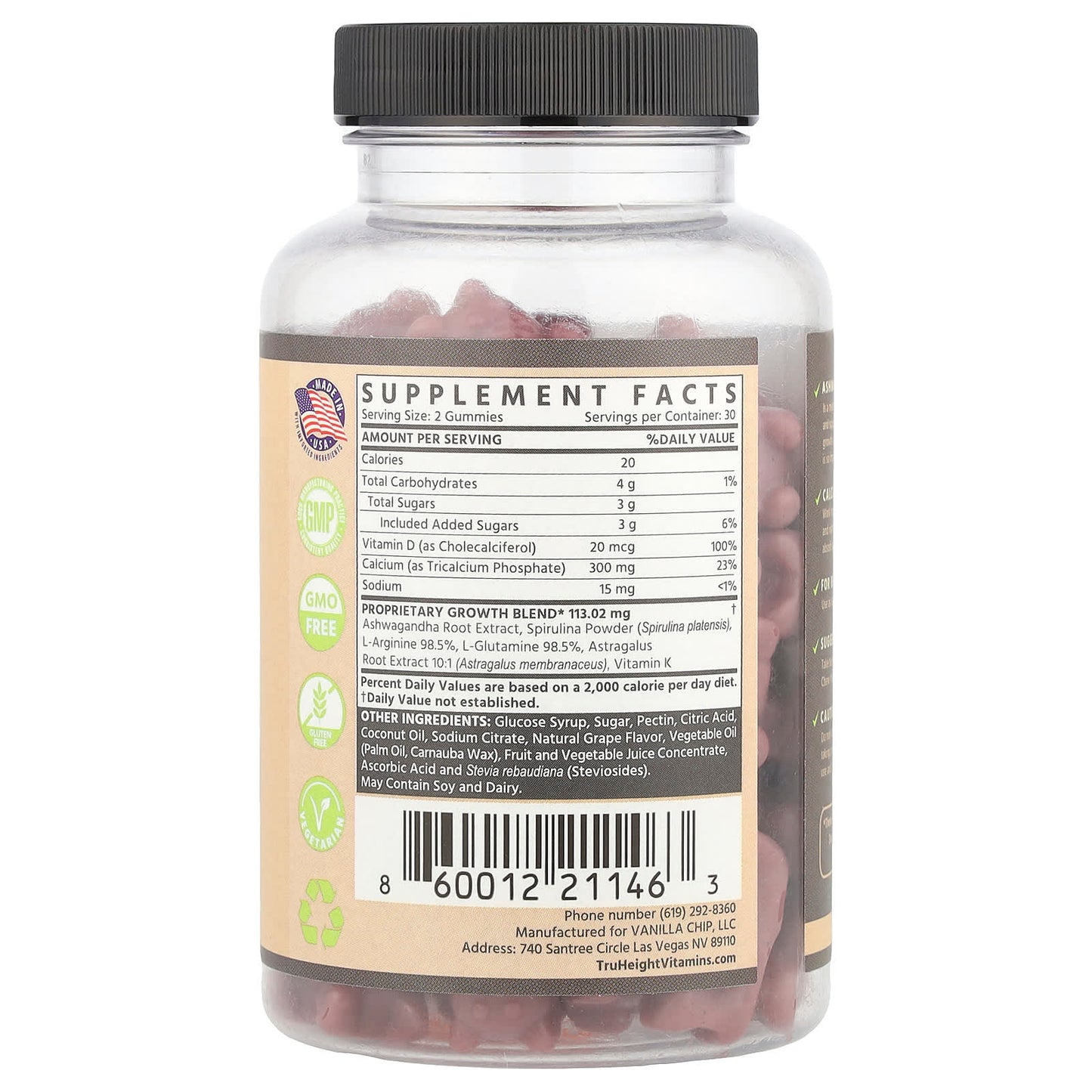 TruHeight, Growth Gummies, Multivitamin, For Ages 5+, Grape, 60 Gummies - Image 2