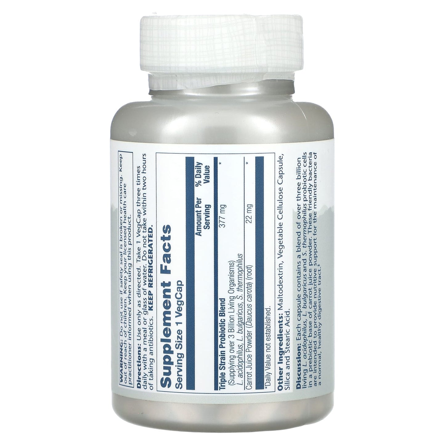 Solaray, Freeze Dried Acidophilus + Prebiotic Carrot Juice, 3 Billion CFU, 120 VegCaps - Image 2