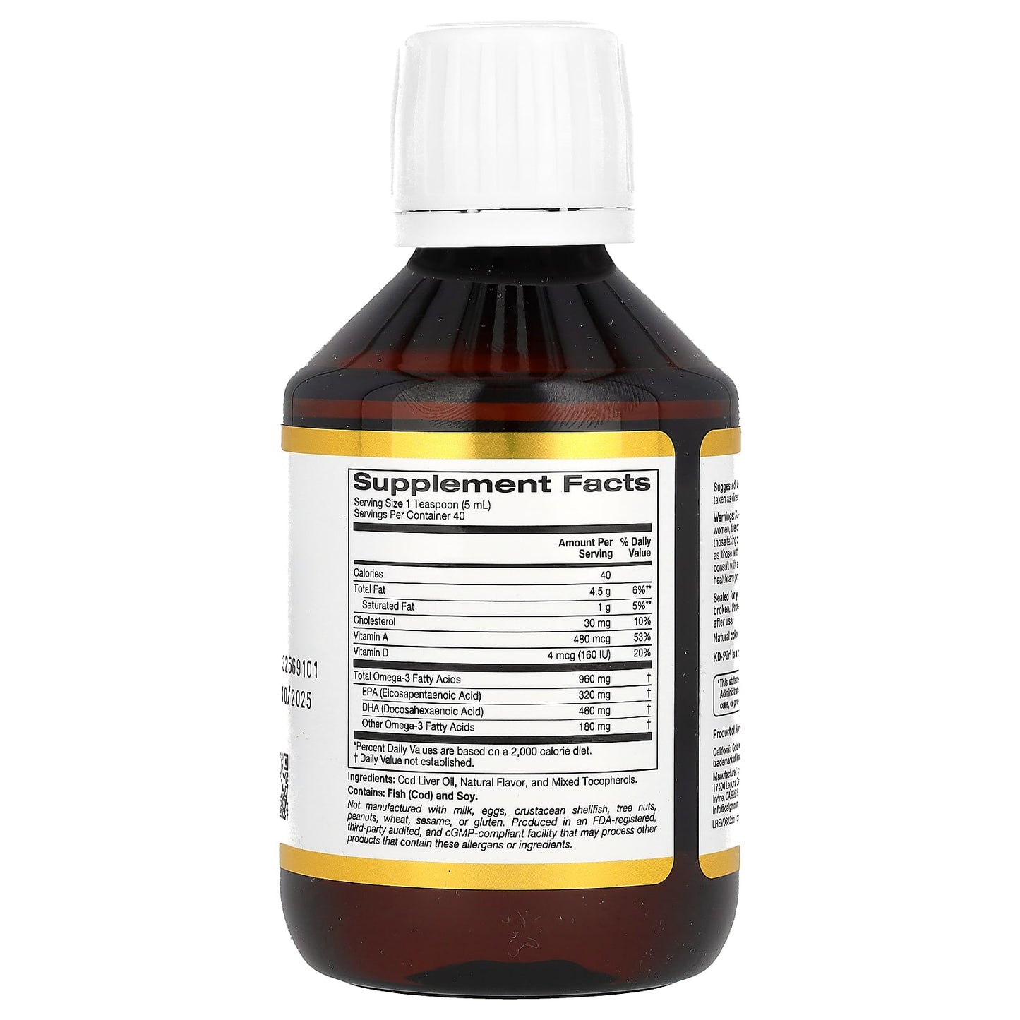 California Gold Nutrition Cod Liver Oil with Omega-3 EPA DHA & Vitamins A D - Image 2