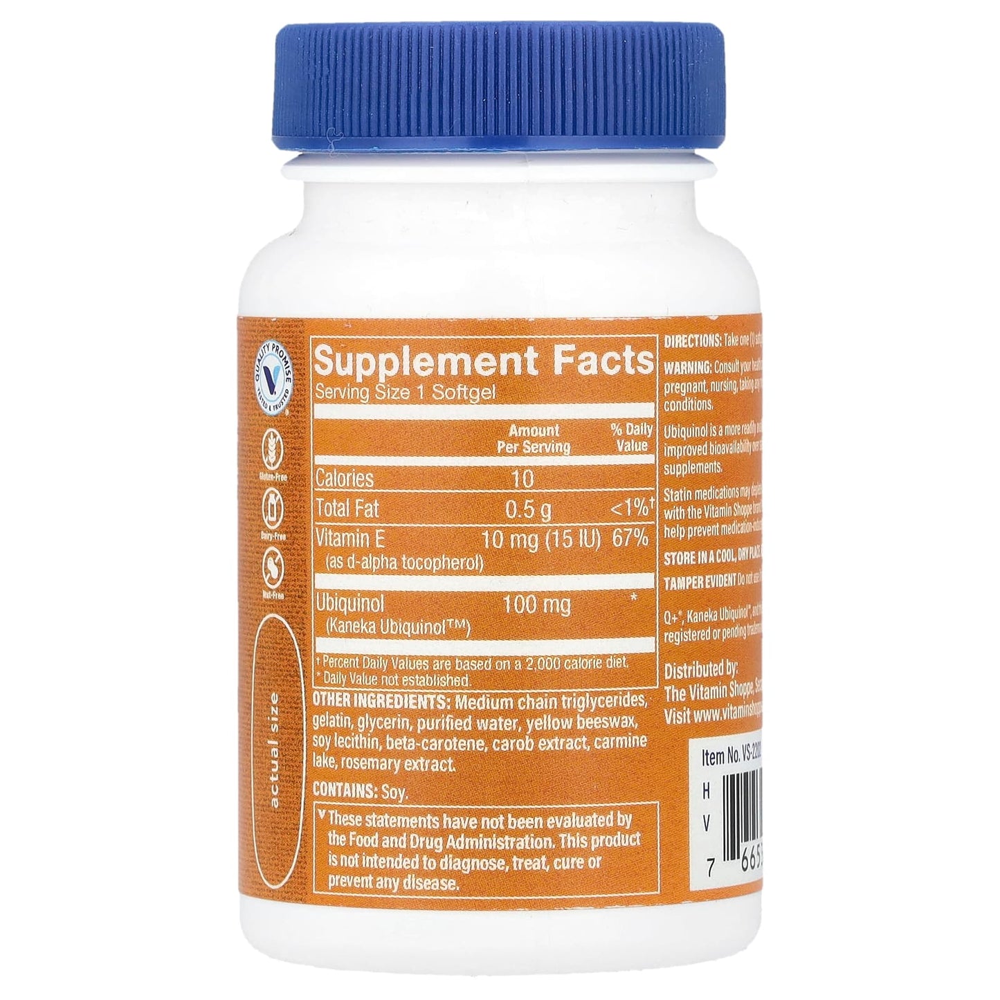 The Vitamin Shoppe, Ubiquinol CoQ-10, 30 Softgels - Image 2