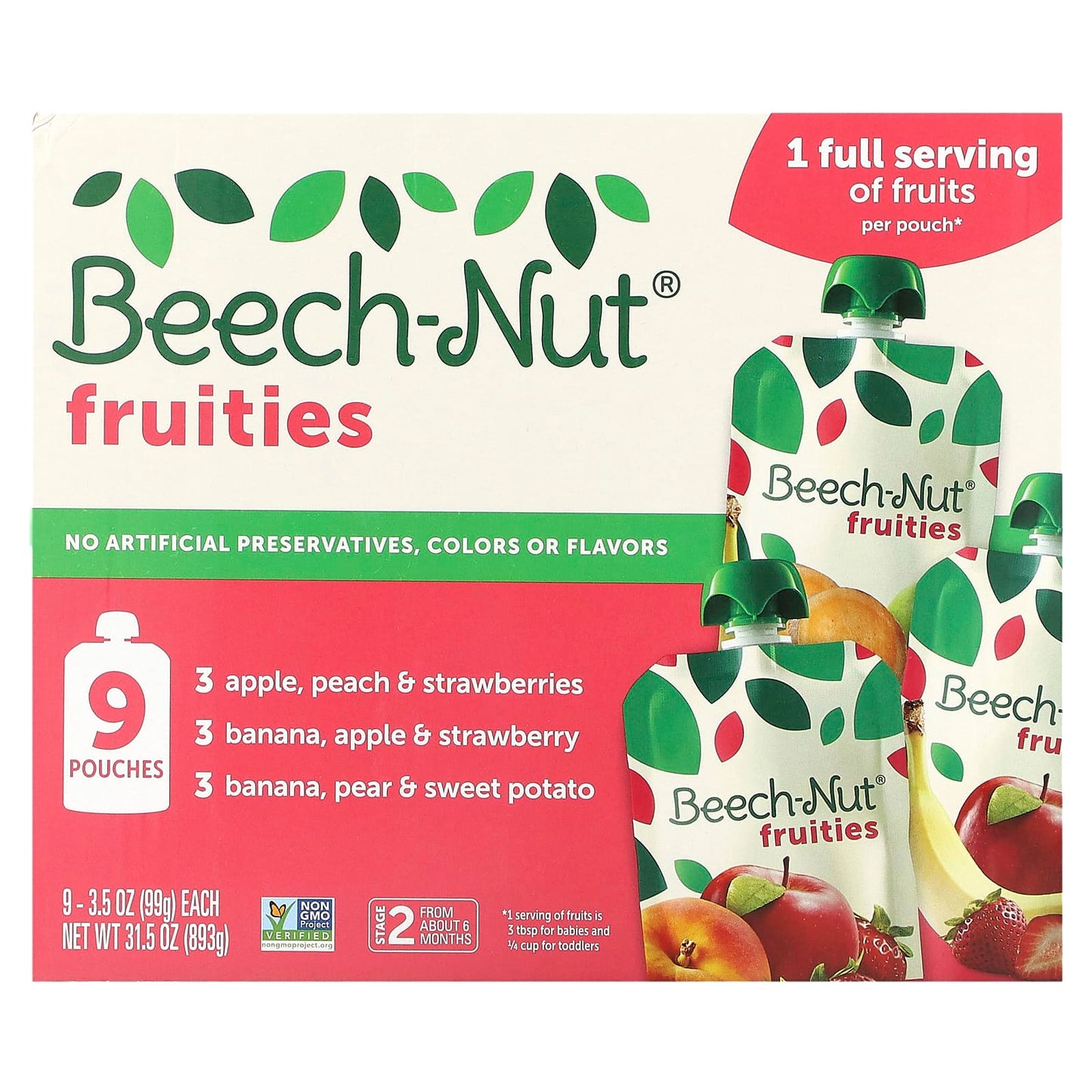 Beech-Nut Fruities Stage 2 Baby Food Variety Pack, 9 Pouches - Image 1