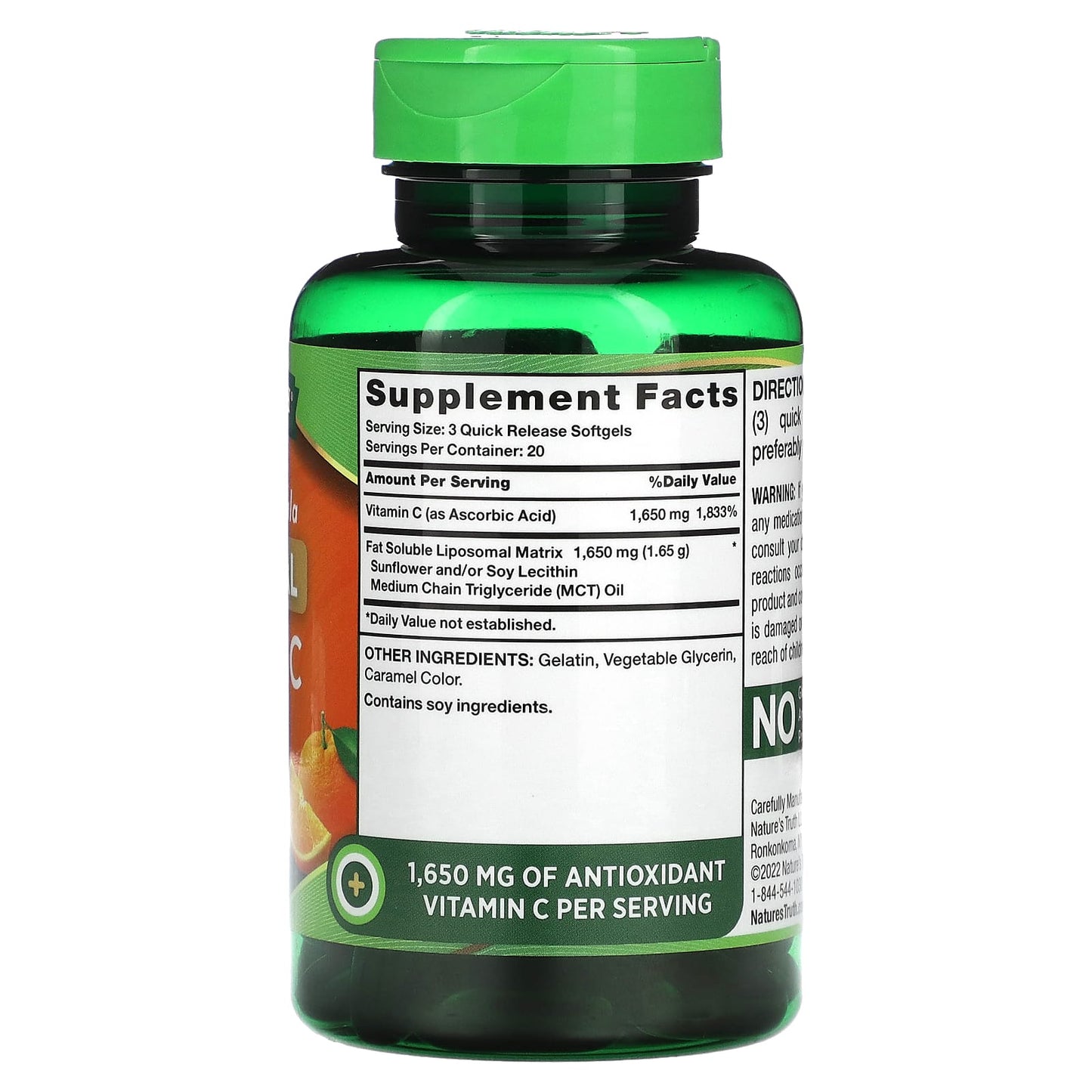 Nature's Truth, Liposomal Vitamin C, Advanced Formula, 60 Quick Release Softgels (550 mg per Capsule) - Image 2