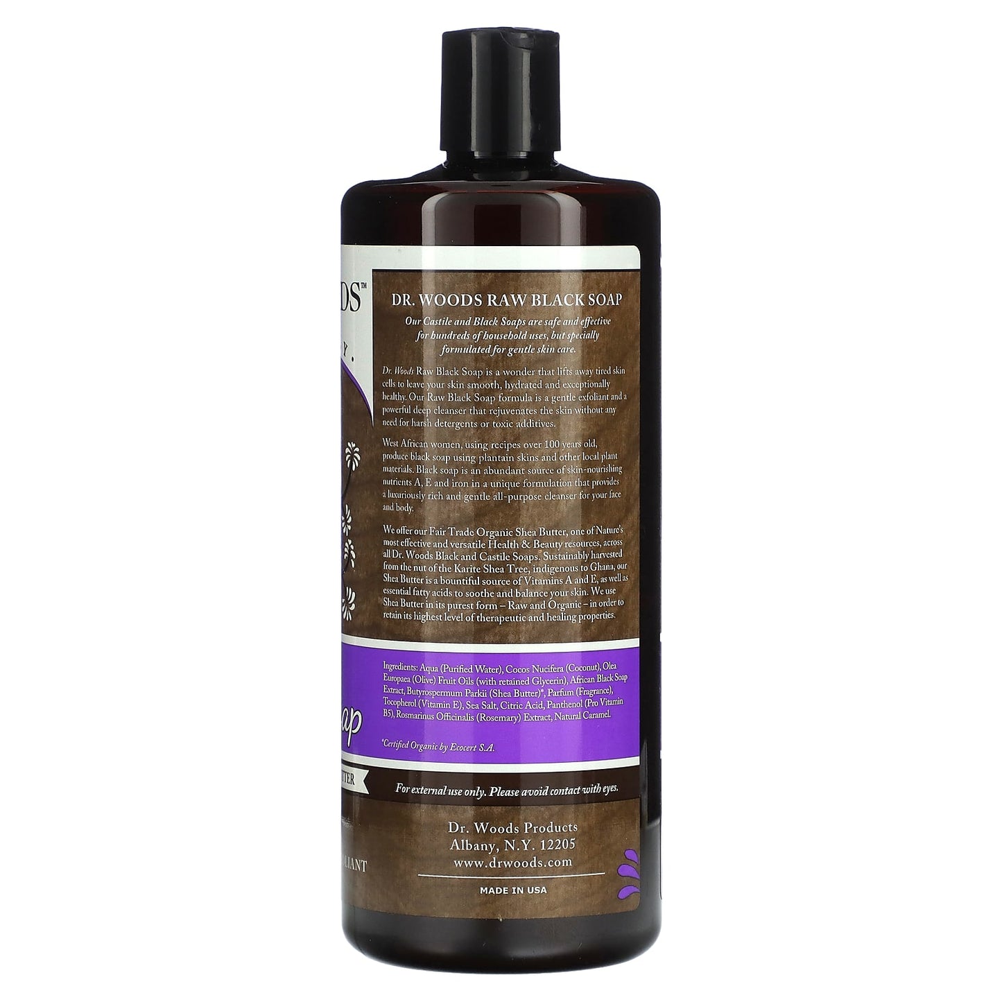 Dr. Woods Raw Black Soap, 32 fl oz, Natural Exfoliant & Cleanser - Image 2