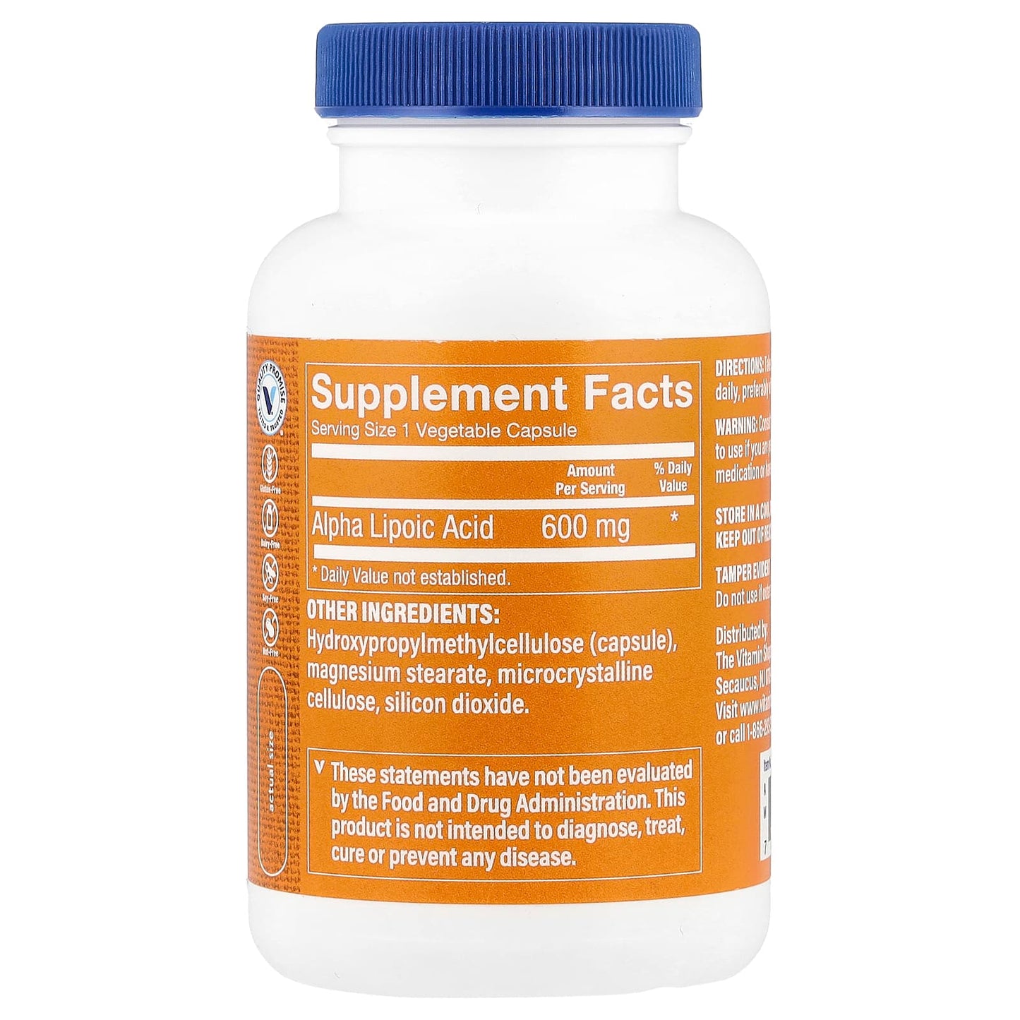 The Vitamin Shoppe, Alpha Lipoic Acid, 600 mg , 120 Vegetable Capsules - Image 2