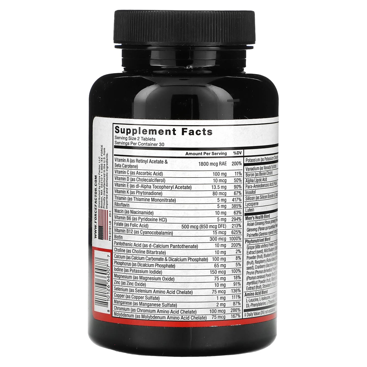 Force Factor Men's Multivitamin for Energy and Immunity - 60 Tablets - Image 2