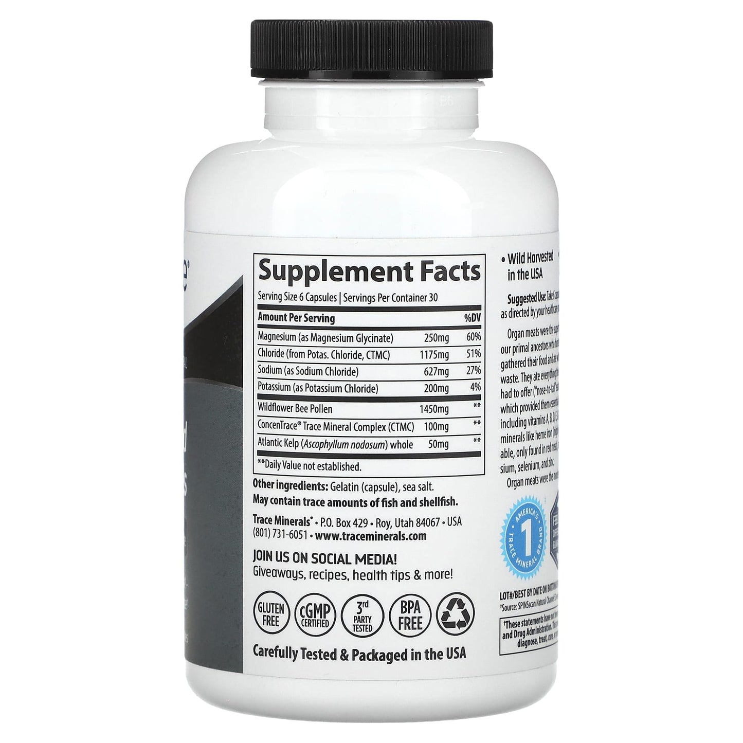 Trace, TM Ancestral, Wholefood Minerals, 642 mg, 180 Capsules - Image 2