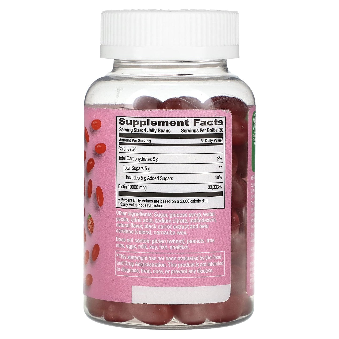 Biotin Vitamin Gummies for Hair, Skin & Nails - Strawberry Blast - 120 Jelly Beans - Image 2