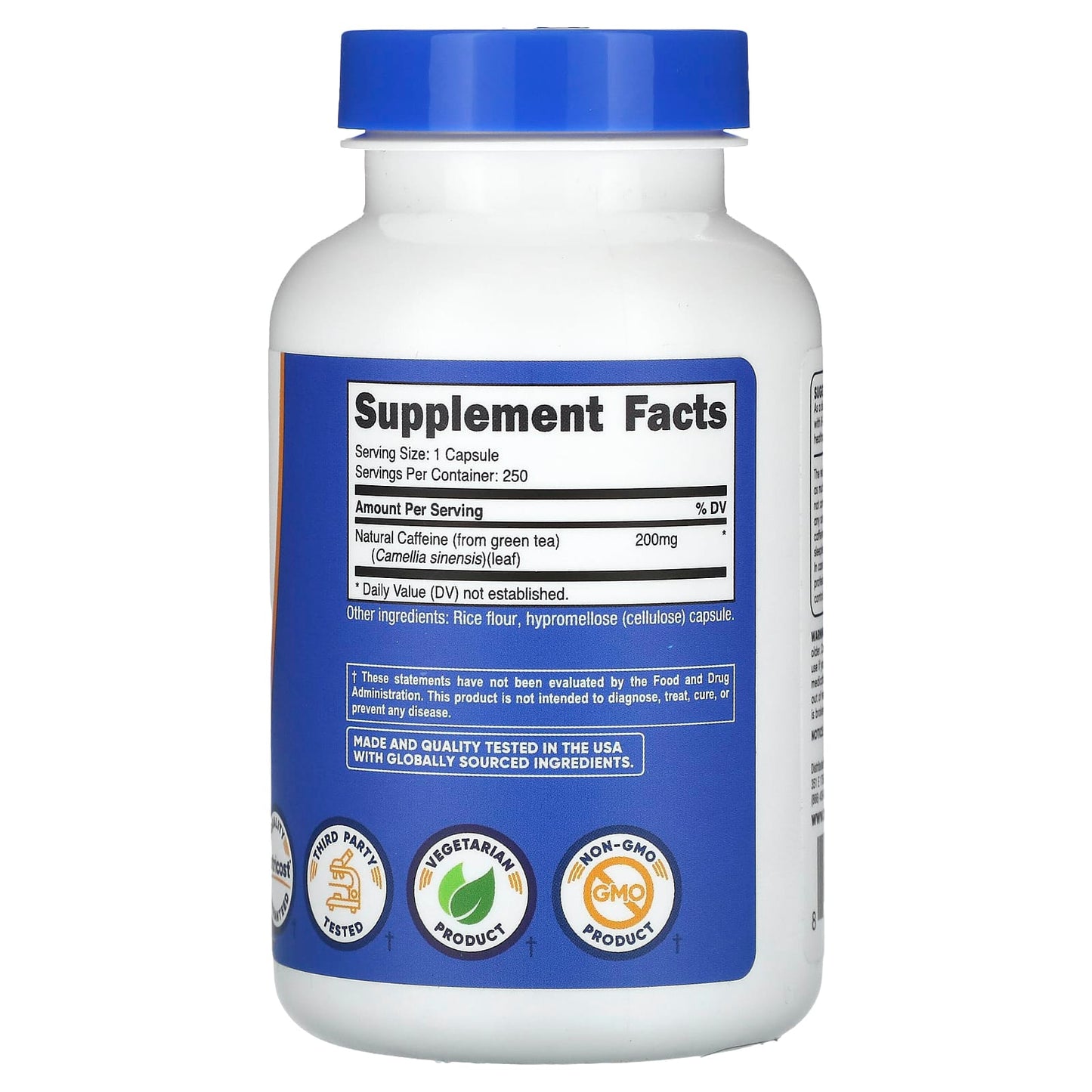 Nutricost, Natural Caffeine, 200 mg, 250 Capsules - Image 2