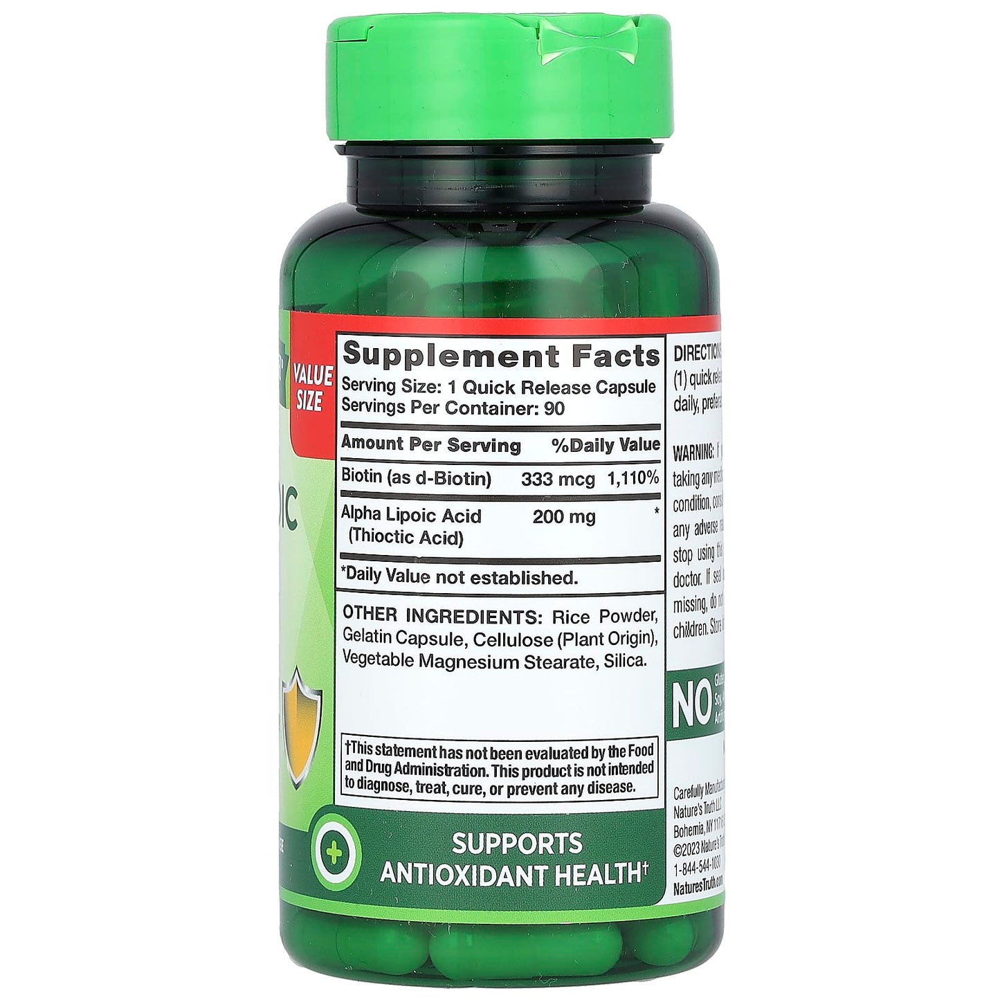 Nature's Truth, Alpha Lipoic Acid, 90 Quick Release Capsules - Image 2