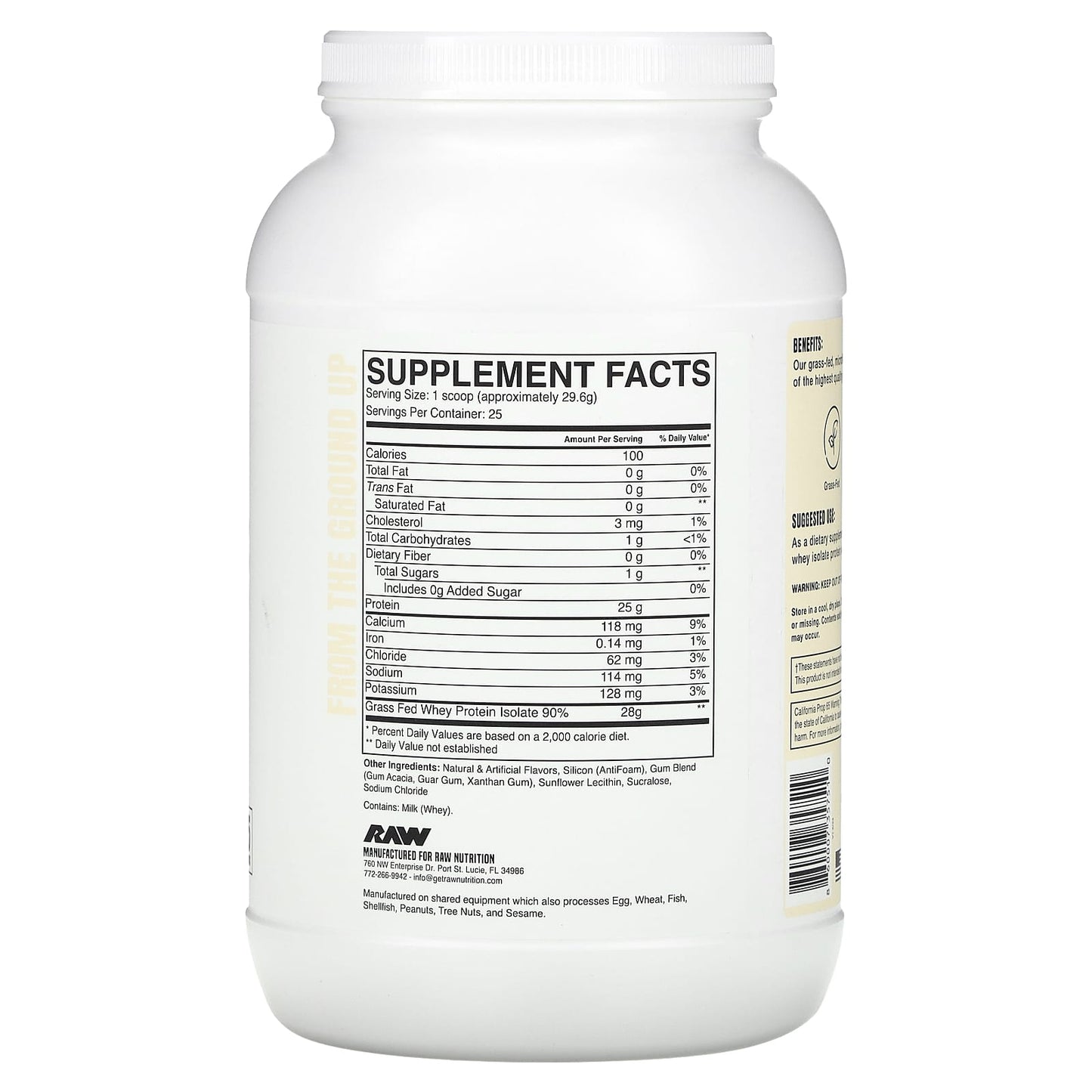 Raw Nutrition, Grass Fed Whey Isolate Protein, Vanilla, 1.63 lb (740 g) - Image 2