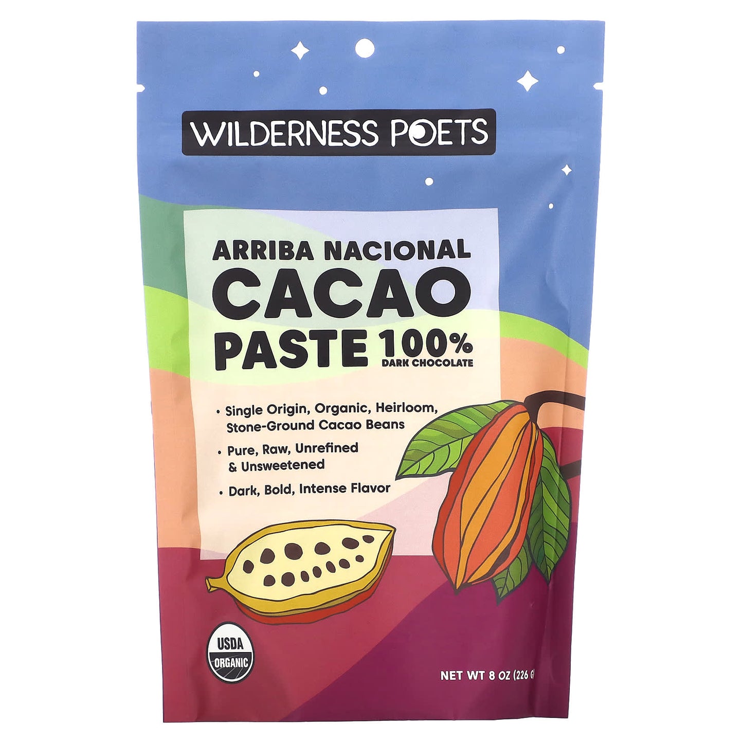 Wilderness Poets, Organic Arriba Nacional Cacao Paste, Dark Chocolate, 8 oz (226 g) - Image 1