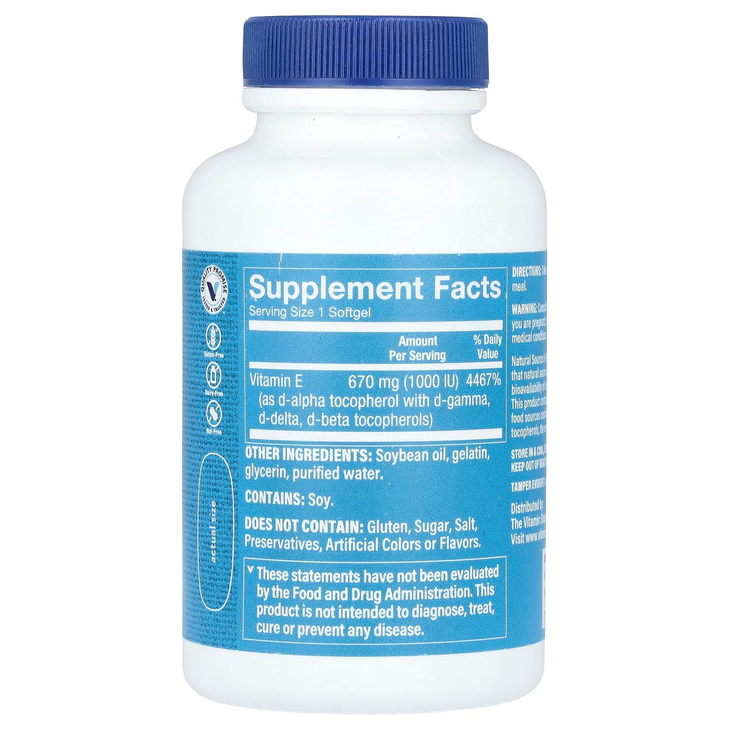 The Vitamin Shoppe, Vitamin E, 670 mg (1,000 IU), 60 Softgel - Image 2