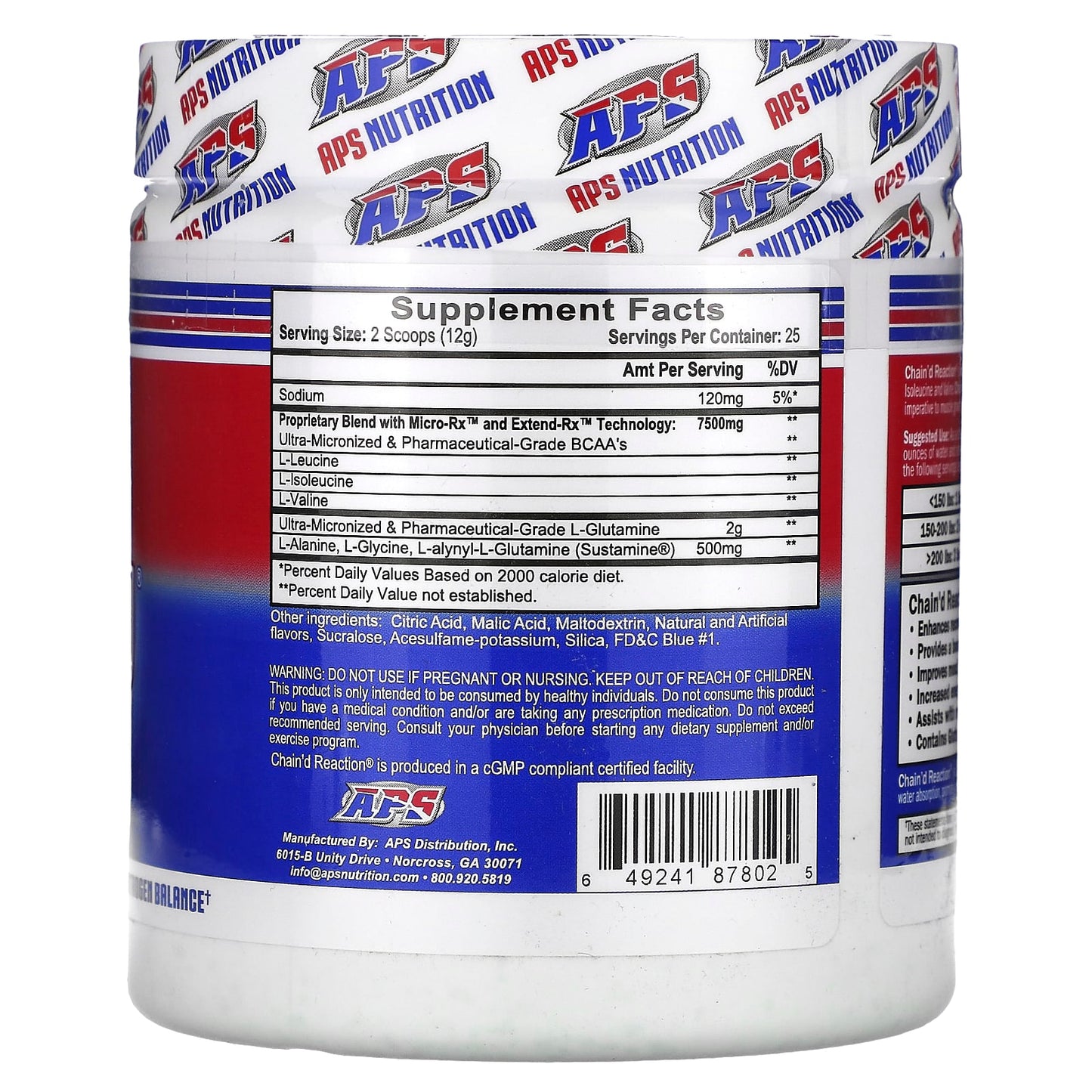 APS Chain'd Reaction - Blue Raspberry, 10.58 oz (300 g) - BCAA Supplements for Lean Muscle Mass - Image 2