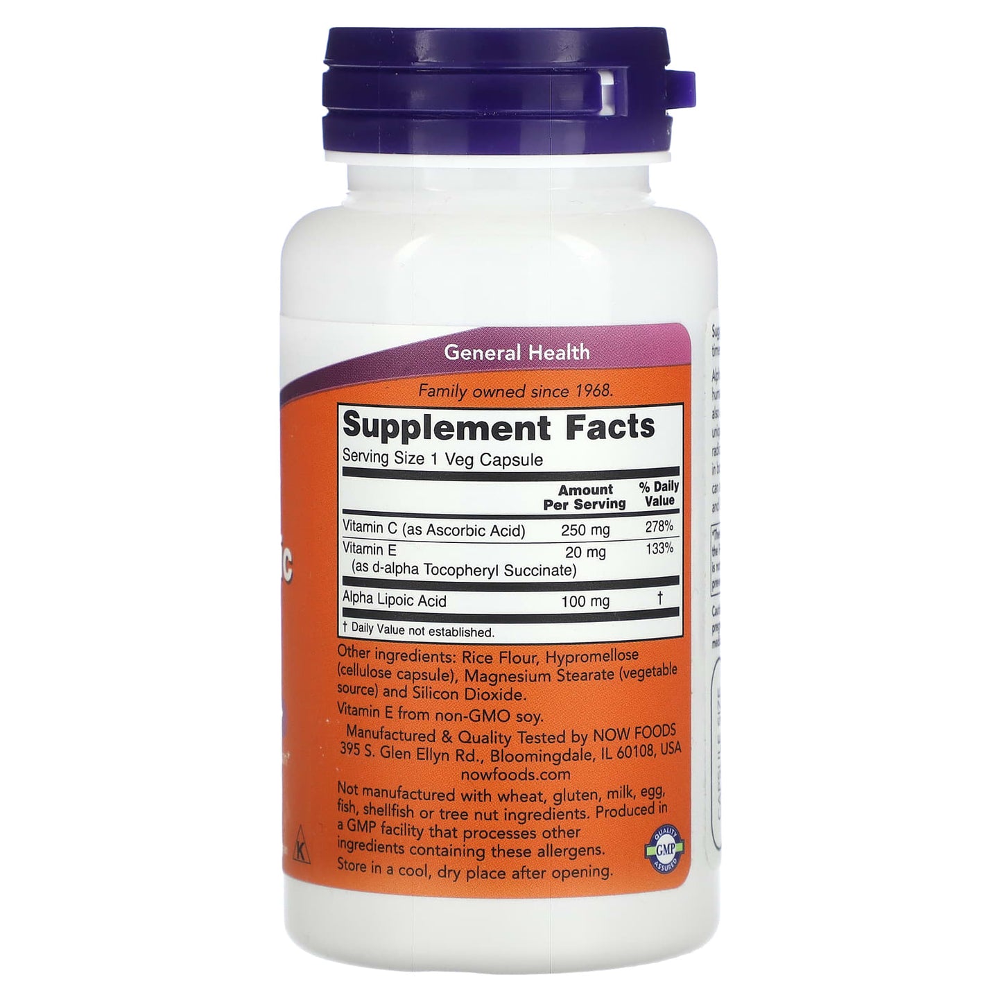 NOW Foods, Alpha Lipoic Acid, 100 mg, 60 Veg Capsules - Image 2