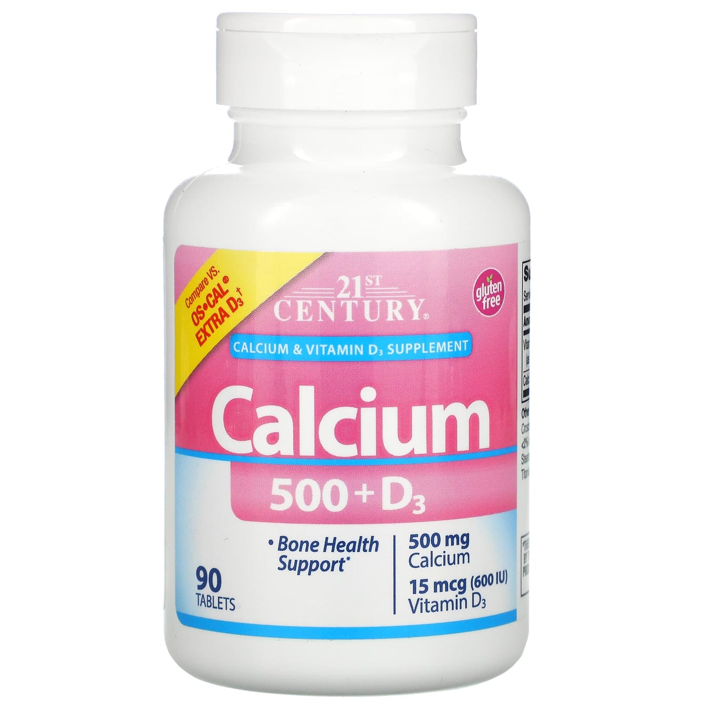 Calcium 500 + D3 Supplement for Stronger Bones - 90 Tablets - Image 1