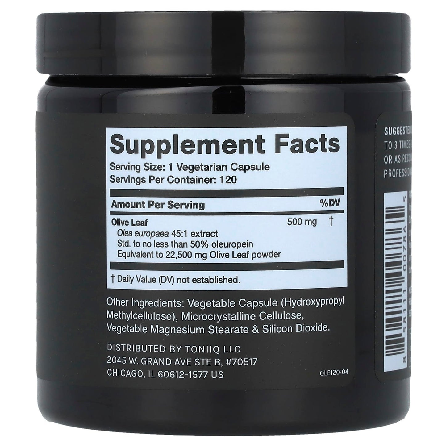 Toniiq, Olive Leaf, 120 Capsules (500 mg per Capsule) - Image 2