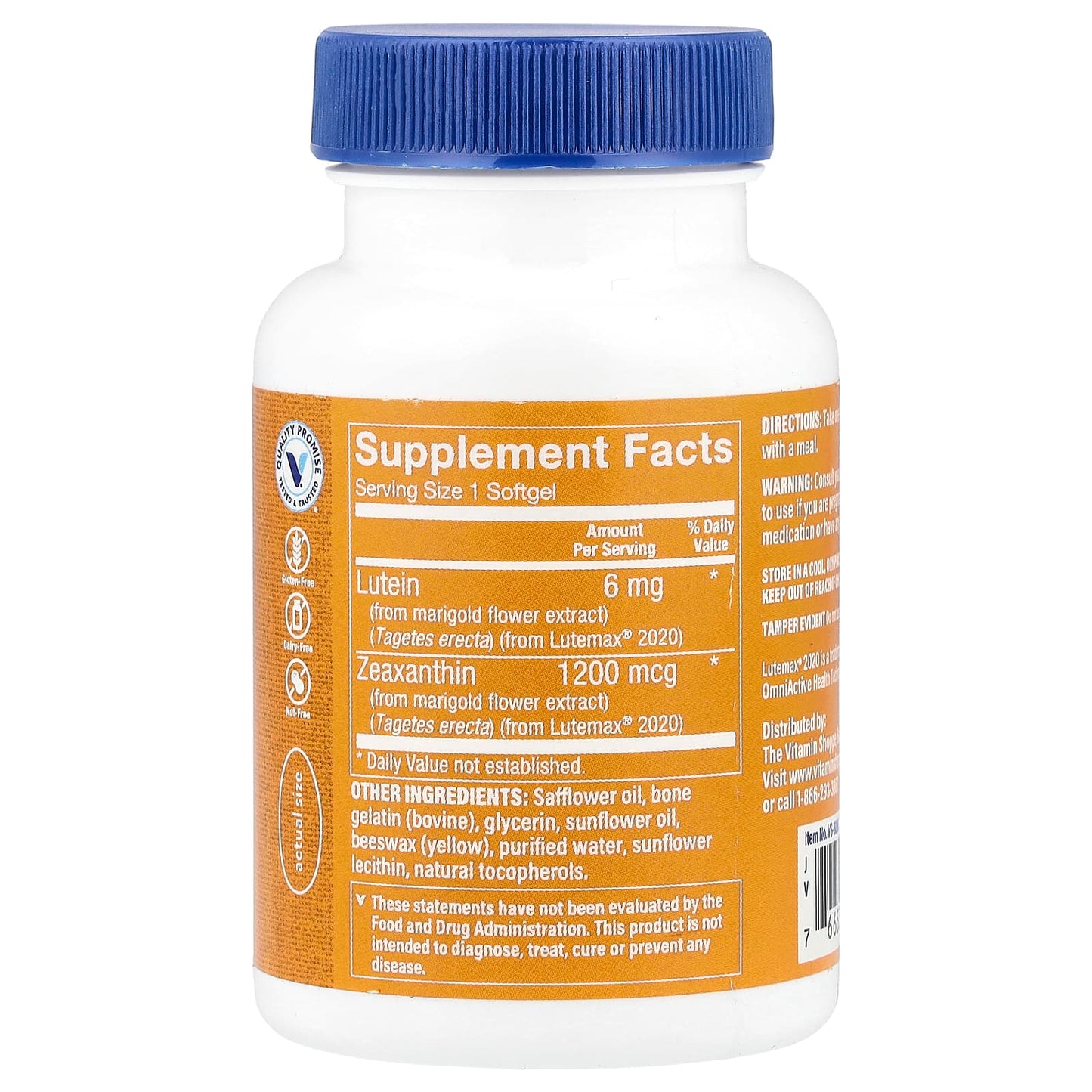 The Vitamin Shoppe, Lutein, 6 mg, 120 Softgels - Image 2