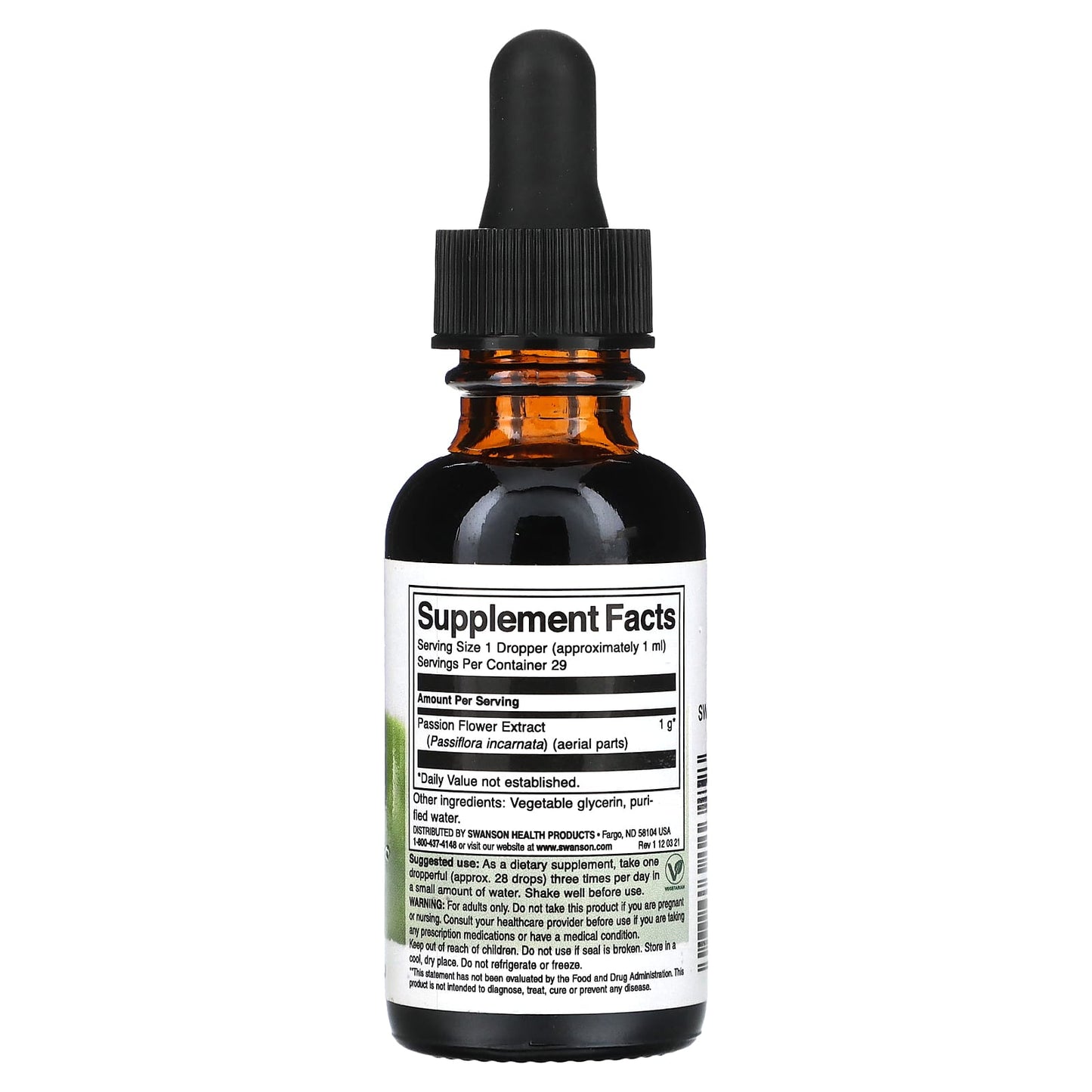 Swanson, Passion Flower Liquid Extract, Alcohol & Sugar Free, 1 fl oz (29.6 ml) (1,000 mg per Serving)