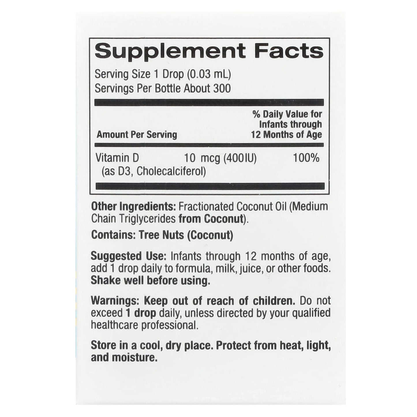 Baby Vitamin D3 Drops - 10 mcg (400 IU) Liquid Supplement for Infants - Image 2
