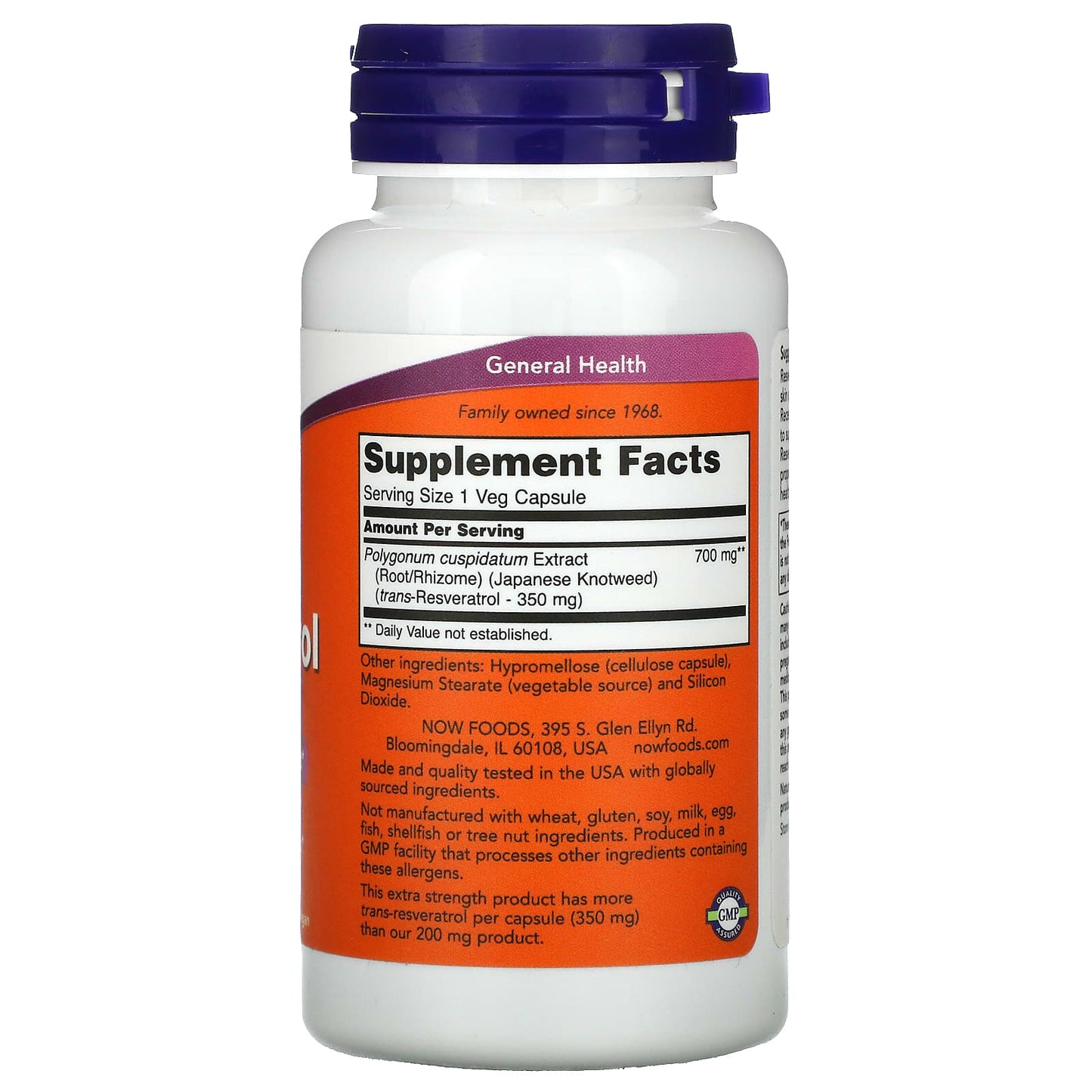 NOW Foods, Extra Strength Resveratrol, 350 mg, 60 Veg Capsules - Image 2