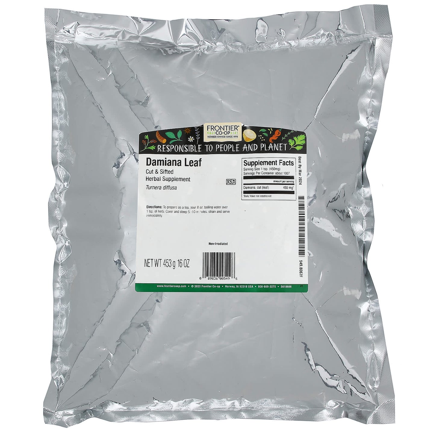 Damiana Leaf Supplement by Frontier Co-op, 16 oz (453g) Cut & Sifted - Image 2