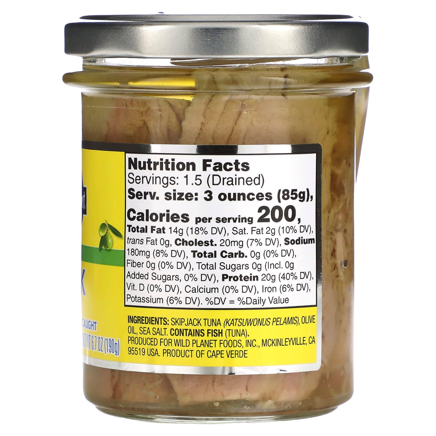 Wild Planet, Skipjack Wild Tuna in Pure Olive Oil, 6.7 oz (190 g) - Image 2