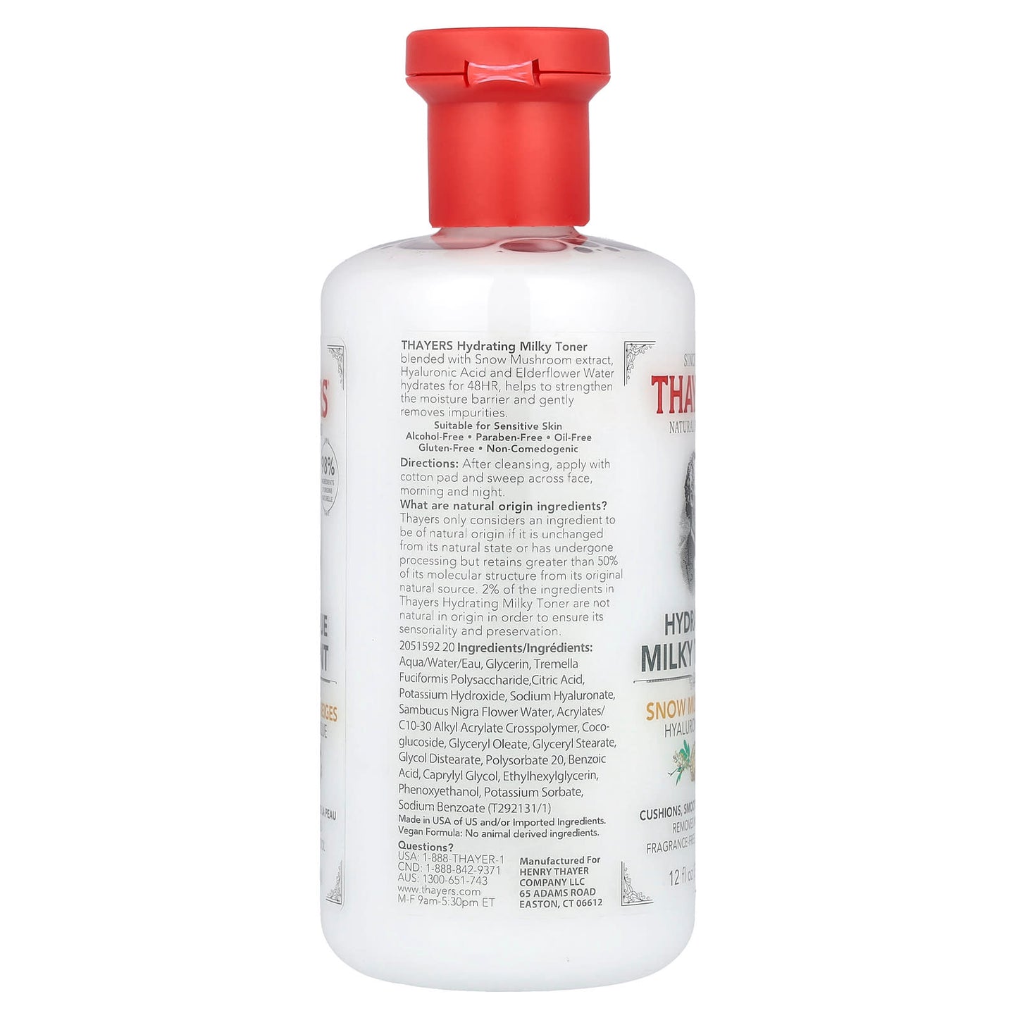 Thayers, Hydrating Milky Toner, Snow Mushroom, Alcohol-Free, Fragrance Free, 12 fl oz (355 ml) - Image 2