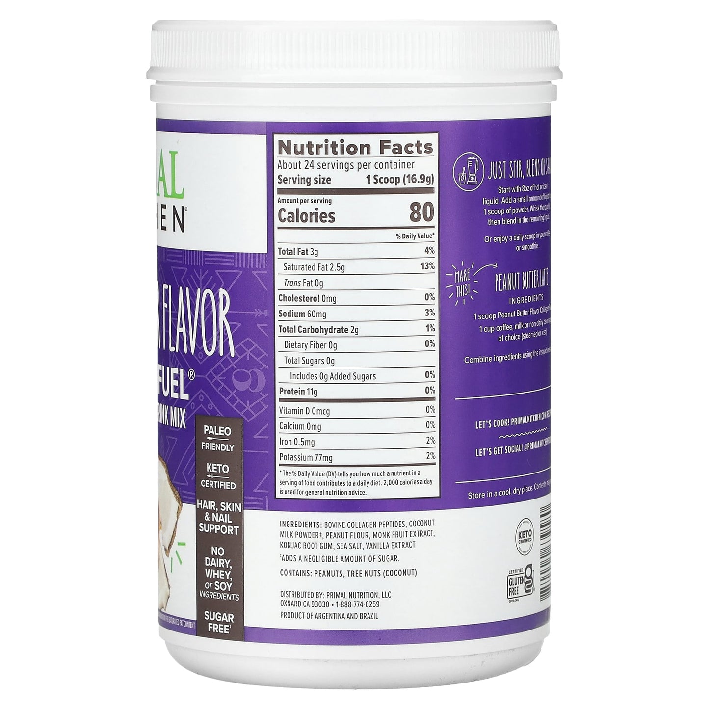 Primal Kitchen, Collagen Fuel, Peanut Butter, 14.3 oz (405.6 g)