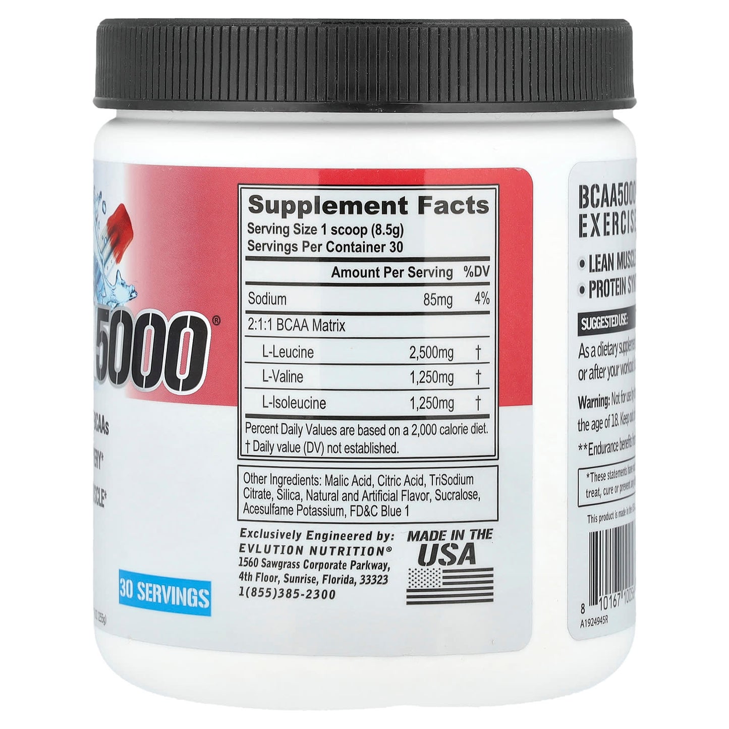 EVLution Nutrition BCAA5000 Rocket Pop, 9 oz, Lean Muscle & Recovery - Image 2