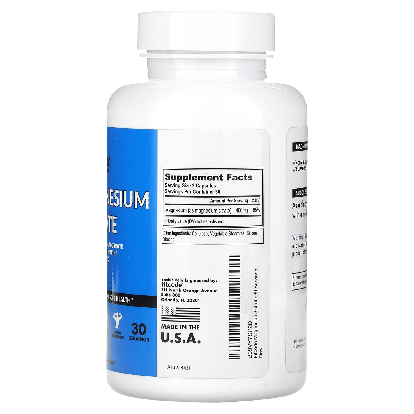 Magnesium Citrate Supplements by Fitcode - 200mg per Capsule - Image 2