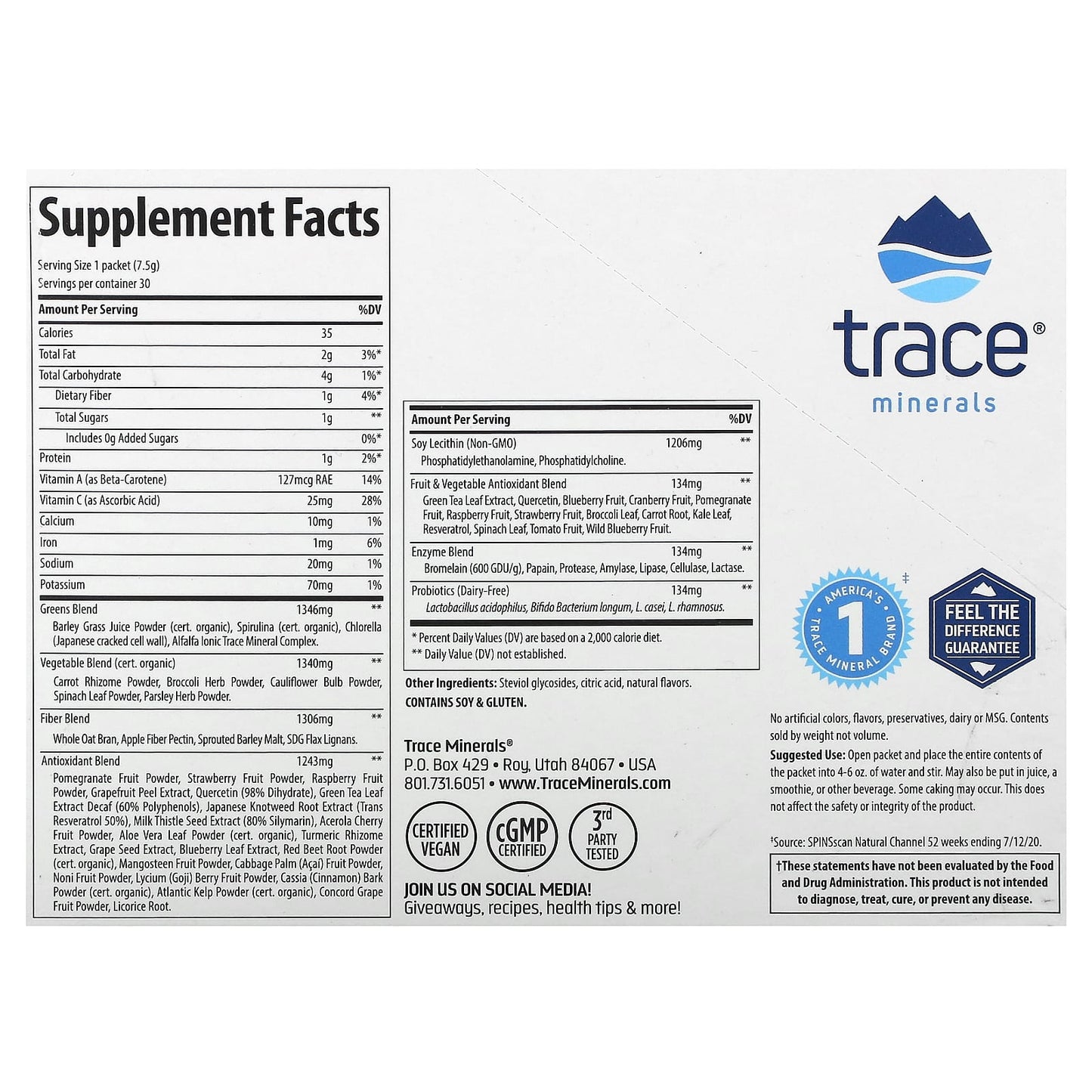 Trace, Greens Pak, Berry, 30 Packets, 0.26 oz (7.5 g) Each - Image 2
