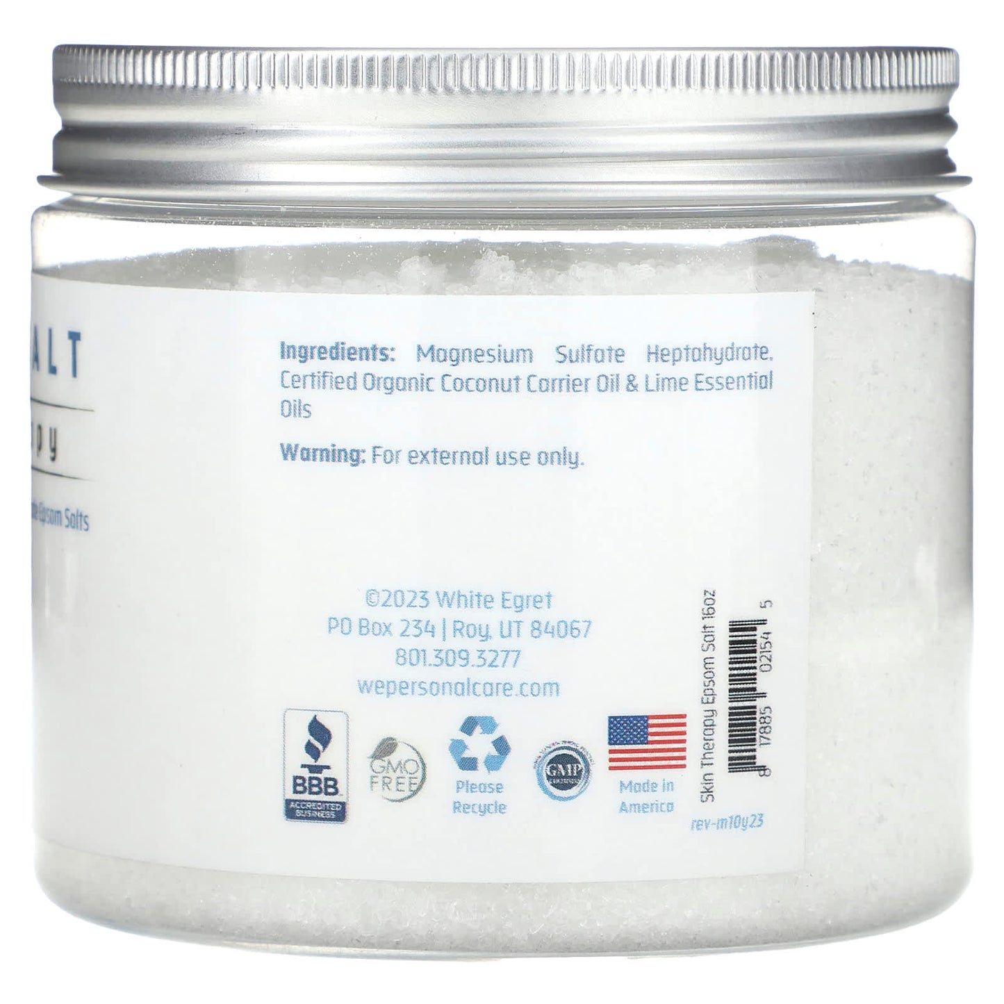White Egret, Epsom Salt, Skin Therapy, Coconut & Lime, 16 oz (454 g) - Image 2