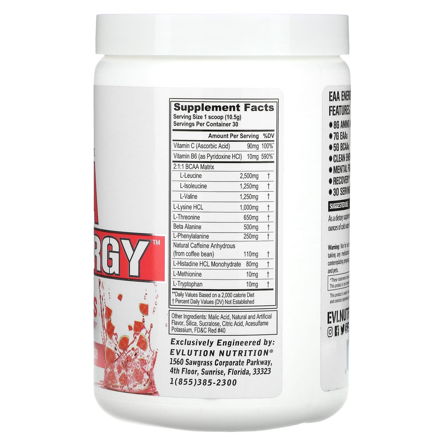 EVLution Nutrition EAA Energy Watermelon Splash, Muscle Recovery & Clean Energy - Image 2