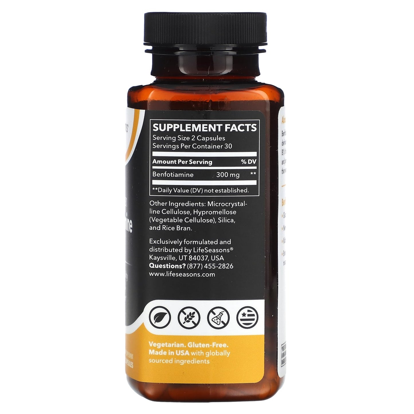LifeSeasons, Fat Soluble B1 Benfotiamine, 60 Veg Capsules (150 mg per Capsule) - Image 2
