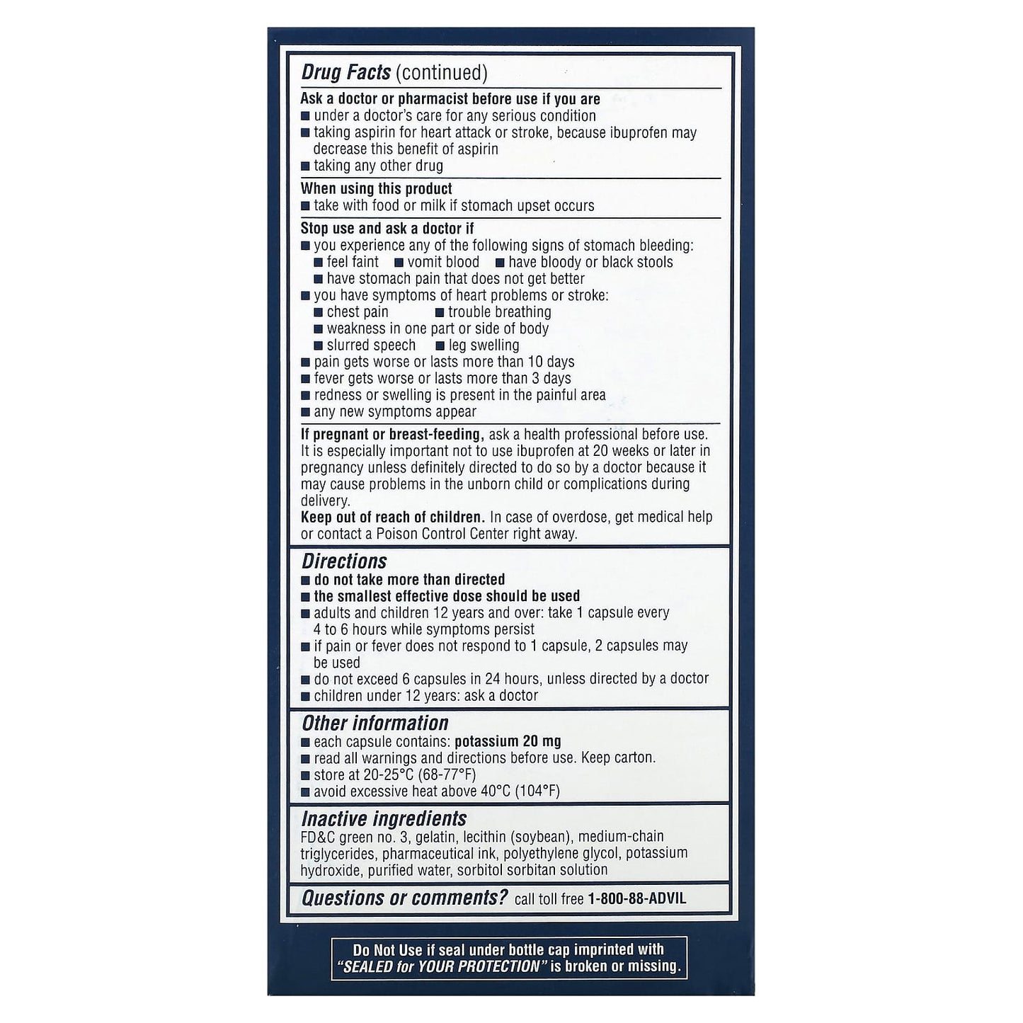 Advil Liquid Filled Capsules 200mg Pain Relief for Adults and Children - Image 2