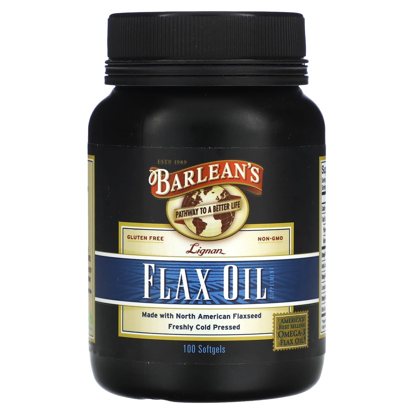 Barlean's Omega-3 Flax Oil 100 Softgels for Heart Health - Image 1