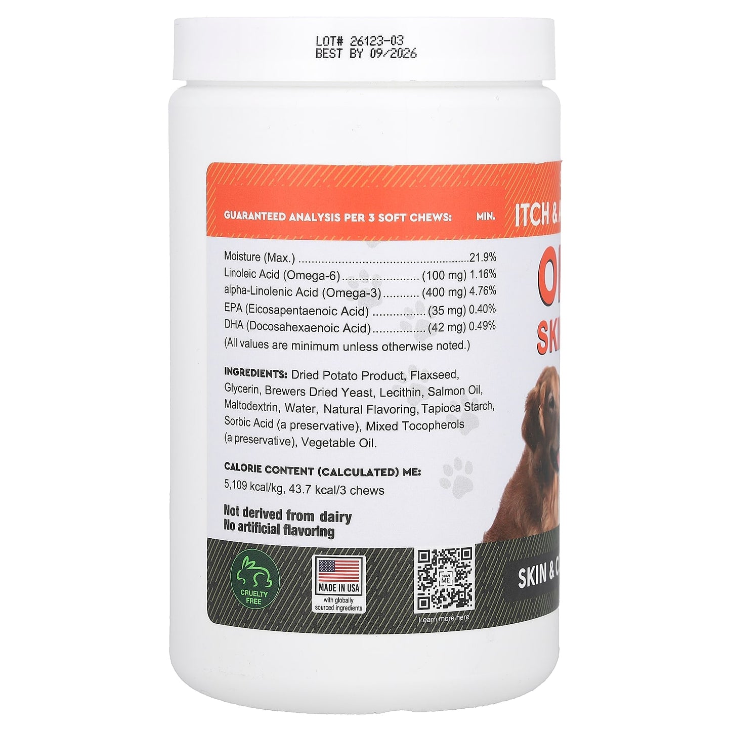 StrellaLab, Omega Skin Health with Salmon Oil, For Dogs & Cats, 180 Soft Chews, 18 oz (513 g) - Image 2