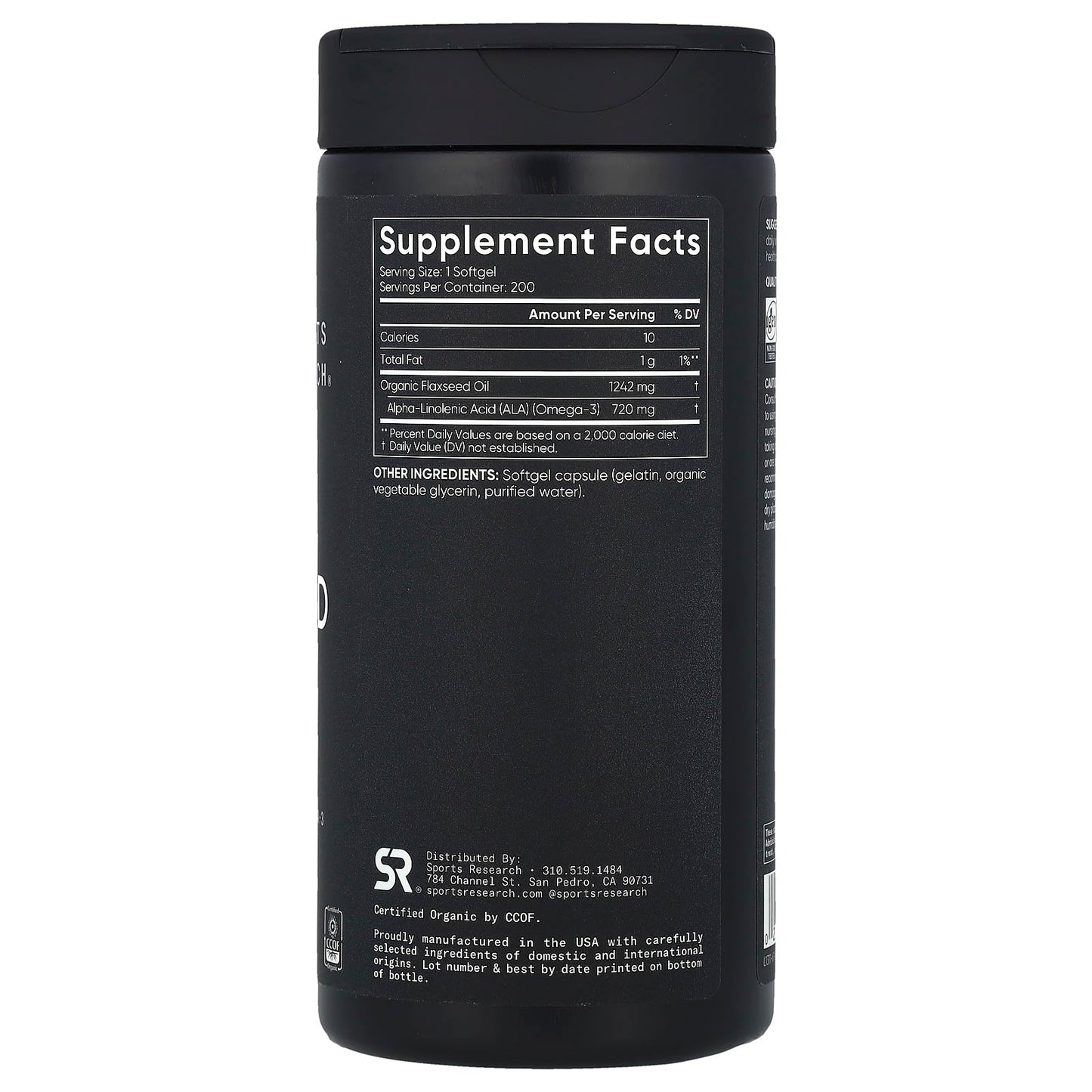 Sports Research, Flaxseed Oil, 200 Softgels - Image 2