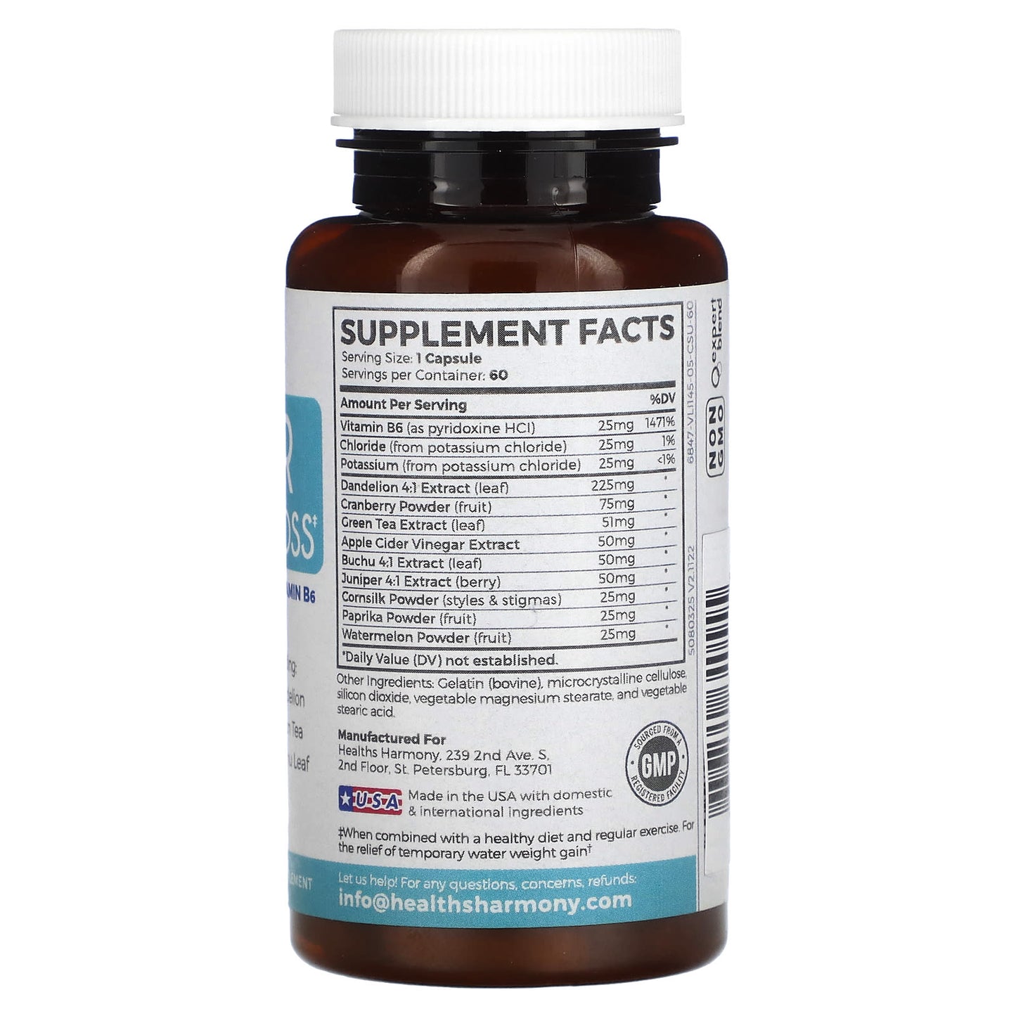 Water Weight Loss Supplement by Healths Harmony - 60 Capsules - Image 2