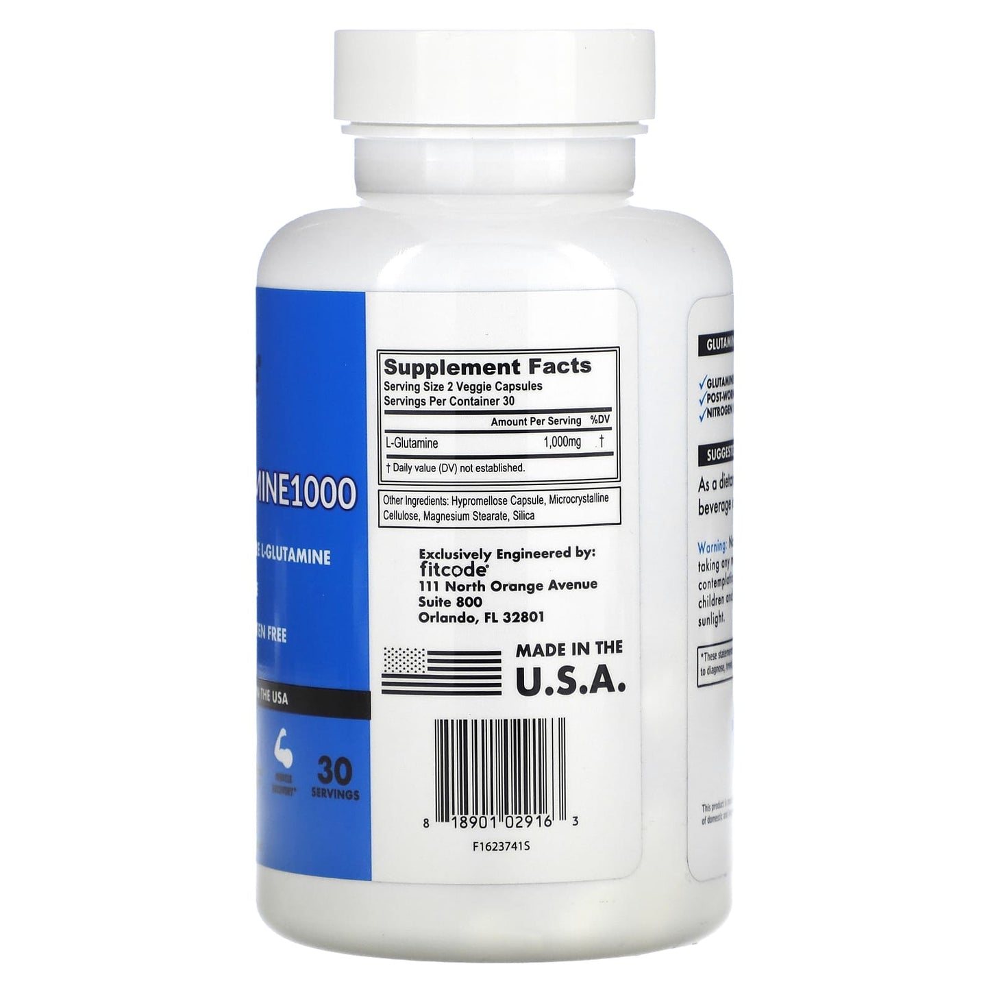 FITCODE Glutamine1000 - 60 Capsules for Muscle Recovery and Growth - Image 2