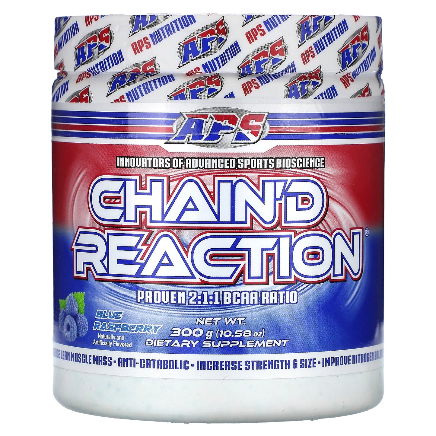 APS Chain'd Reaction - Blue Raspberry, 10.58 oz (300 g) - BCAA Supplements for Lean Muscle Mass - Image 1