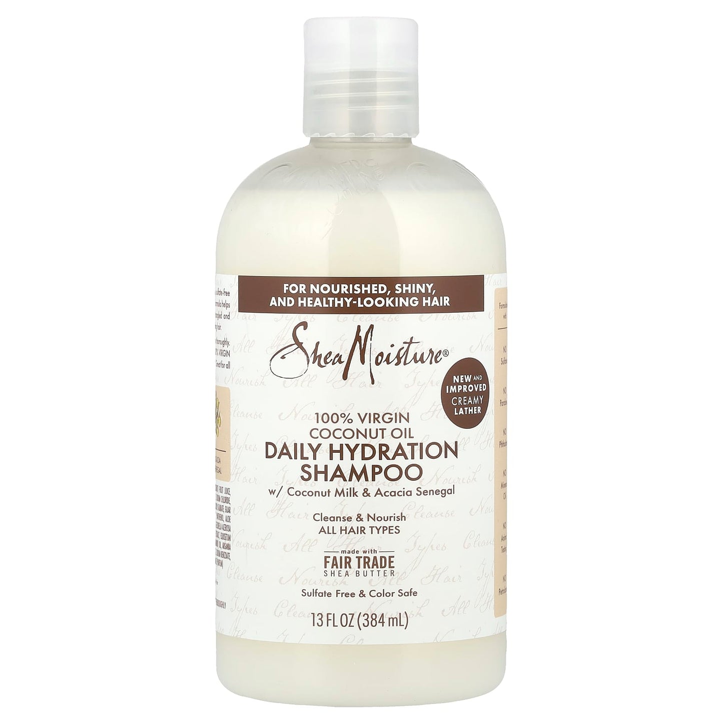 SheaMoisture, 100% Virgin Coconut Oil, Daily Hydration Shampoo, For All Hair Types, 13 fl oz (384 ml) - Image 1