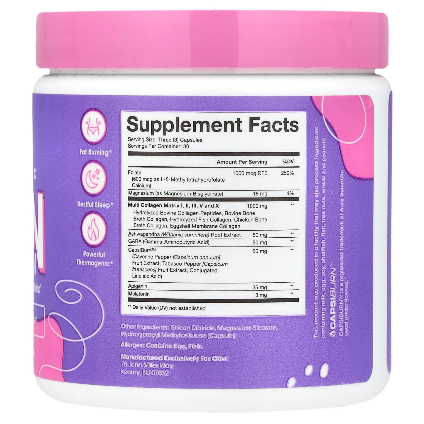 Obvi, Collagenic Burn PM, 90 Capsules - Image 2