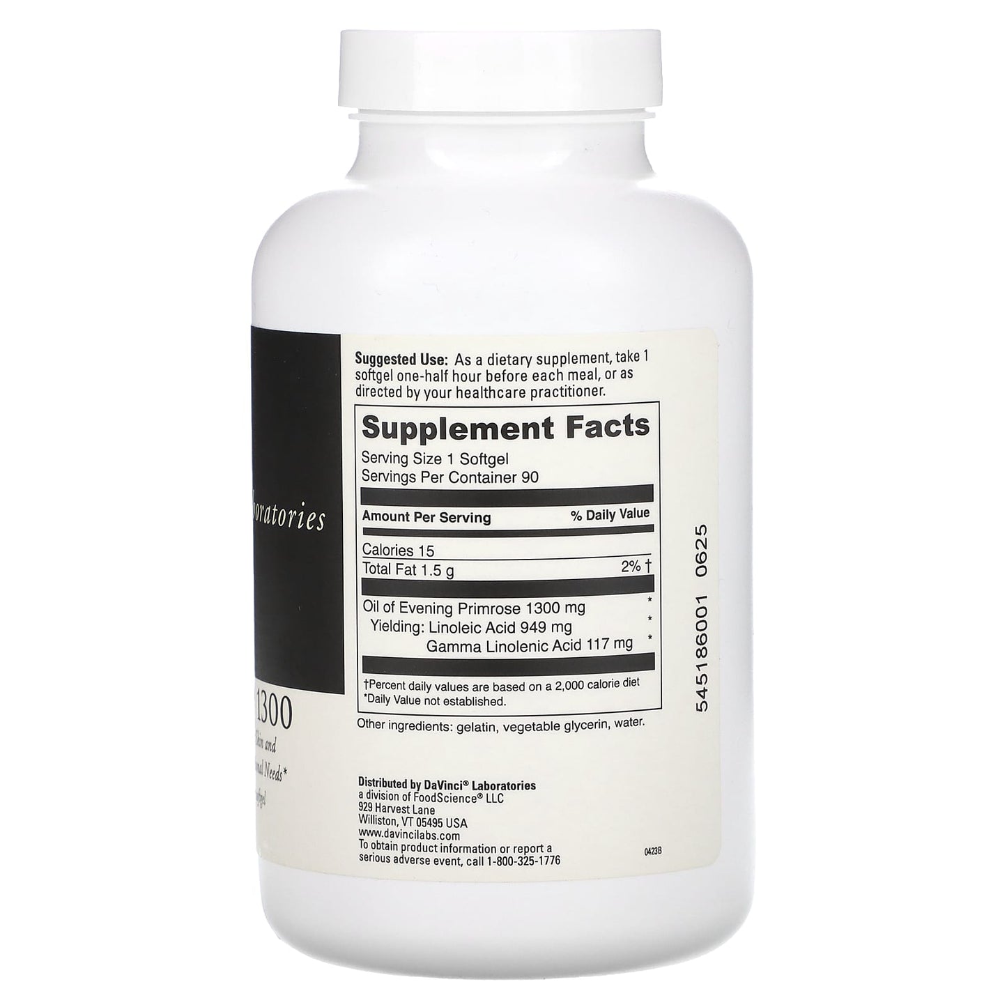 DaVinci Laboratories, Gamma-Lin 1300, 1,300 mg, 90 Softgel