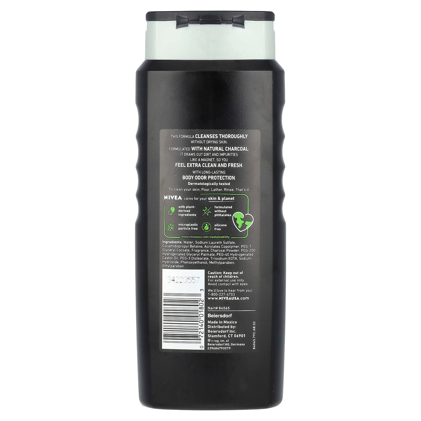 Nivea, Men, Active Clean Body Wash, With Natural Charcoal, Deep Clean, 16.9 fl oz (500 ml) - Image 2
