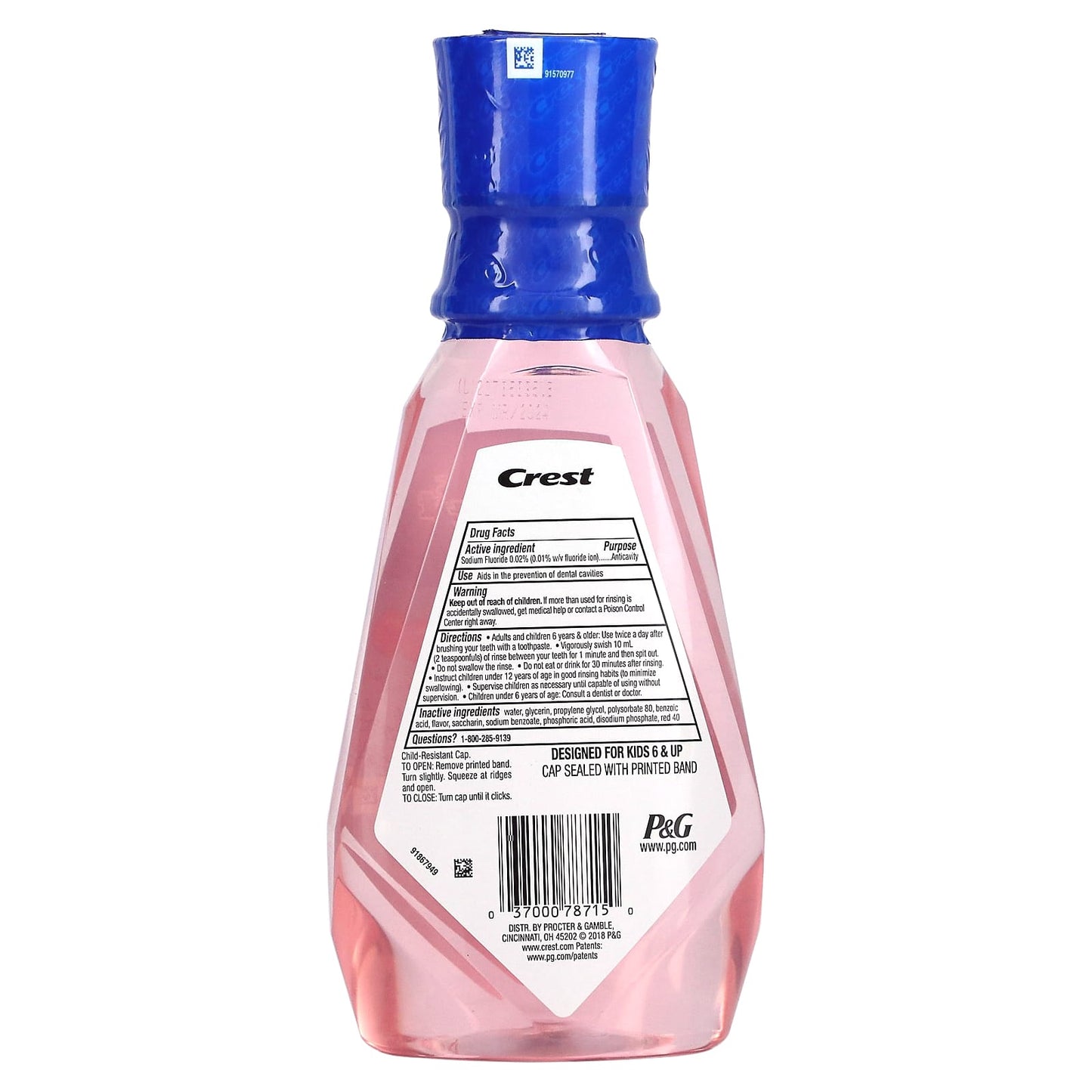 Crest Kid's Anticavity Fluoride Rinse, Bubblegum, Alcohol-Free, 16.9 oz - Image 2