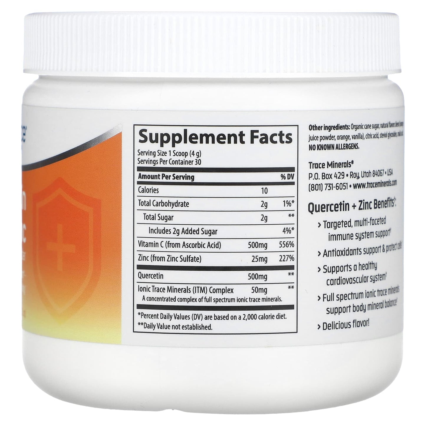 Trace, Quercetin + Zinc Powder, Orange Cream, 4.2 oz (120 g) - Image 2