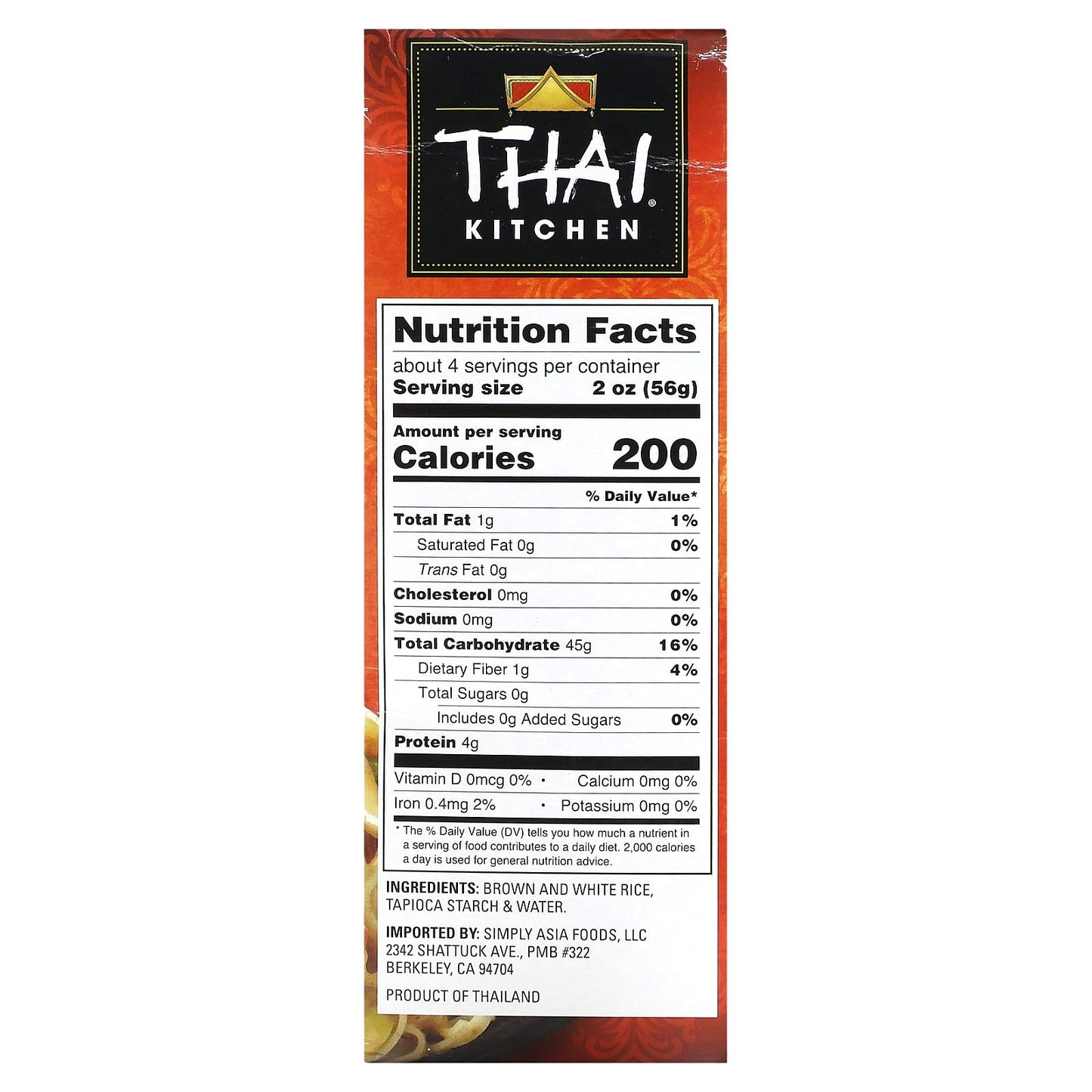 Thai Kitchen, Brown Rice Noodles, 4 Individually Wrapped Packages, 2 oz (56 g) Each - Image 2