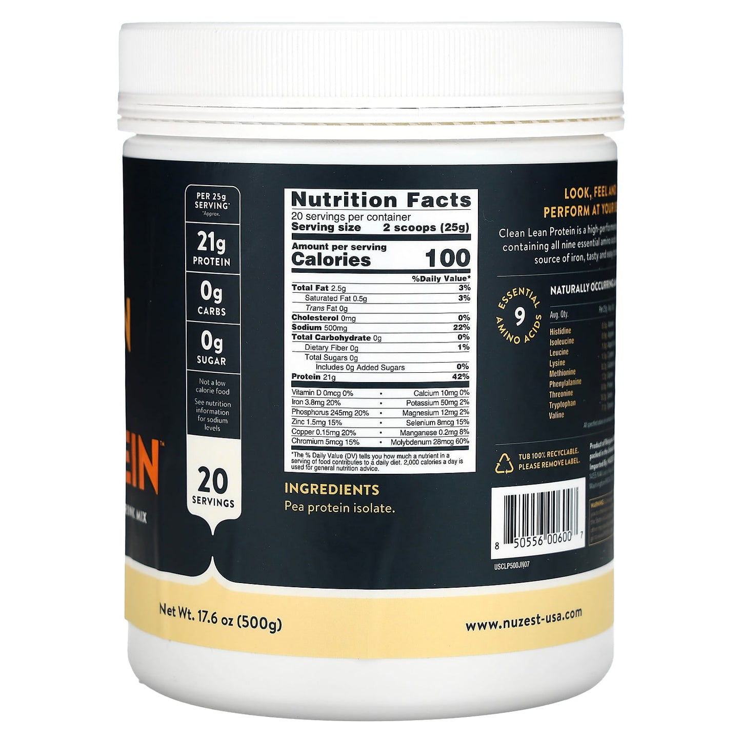 Nuzest, Clean Lean Protein, Just Natural, 17.6 oz (500 g) - Image 2