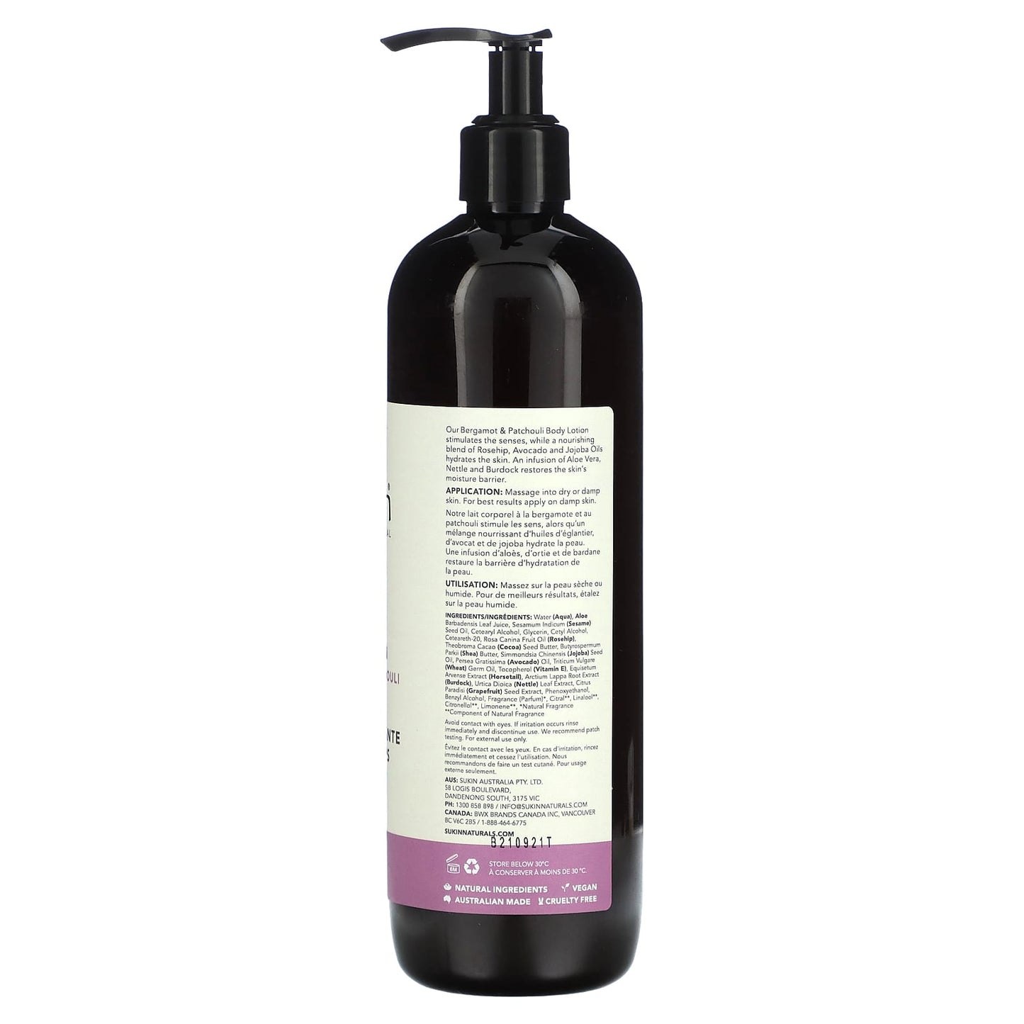Sukin, Hydrating Body Lotion, Bergamot & Patchouli, 16.9 fl oz (500 ml) - Image 2